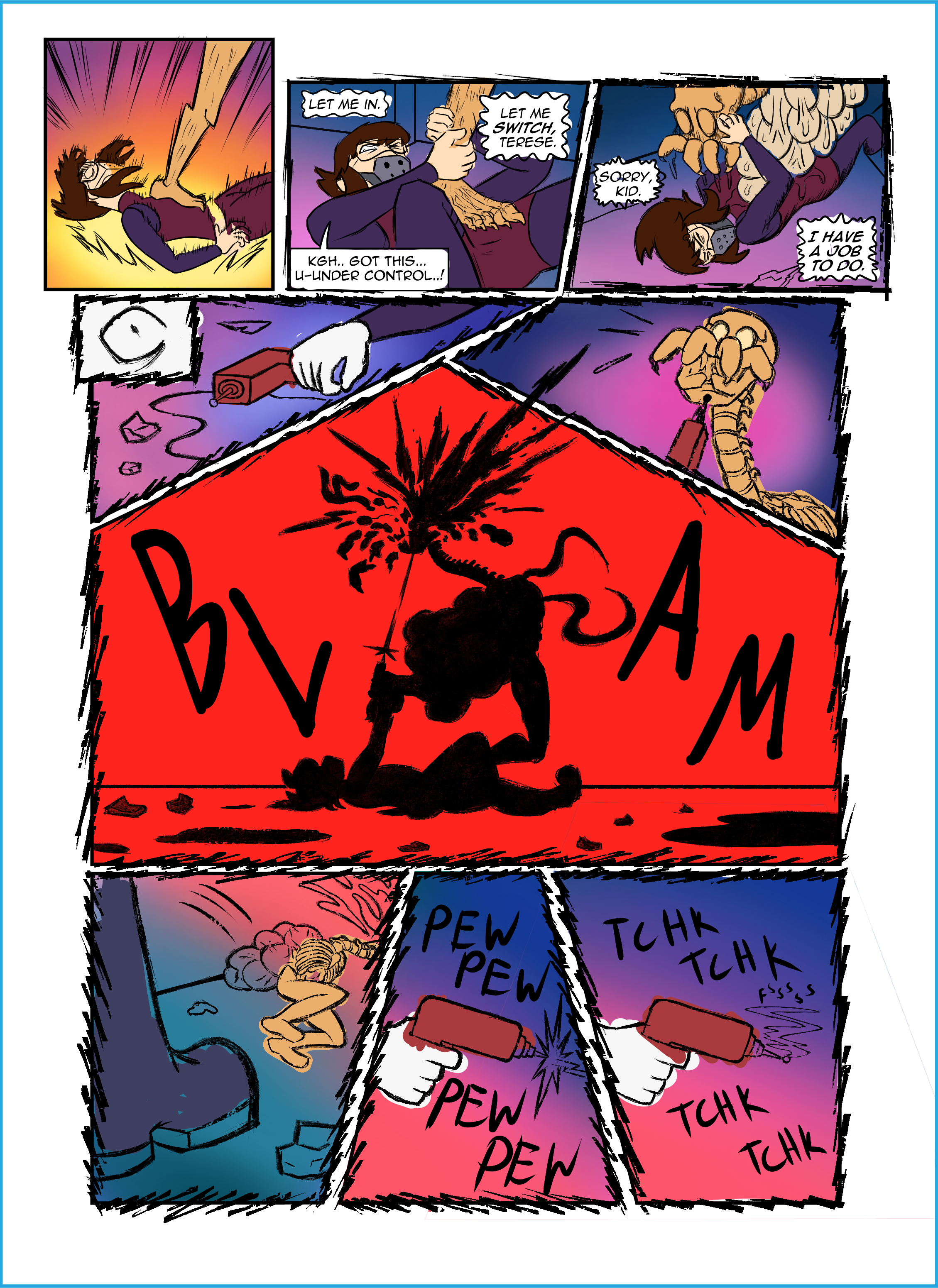 Colour test for Hivemind page 4. Scrapped due to time constraints.