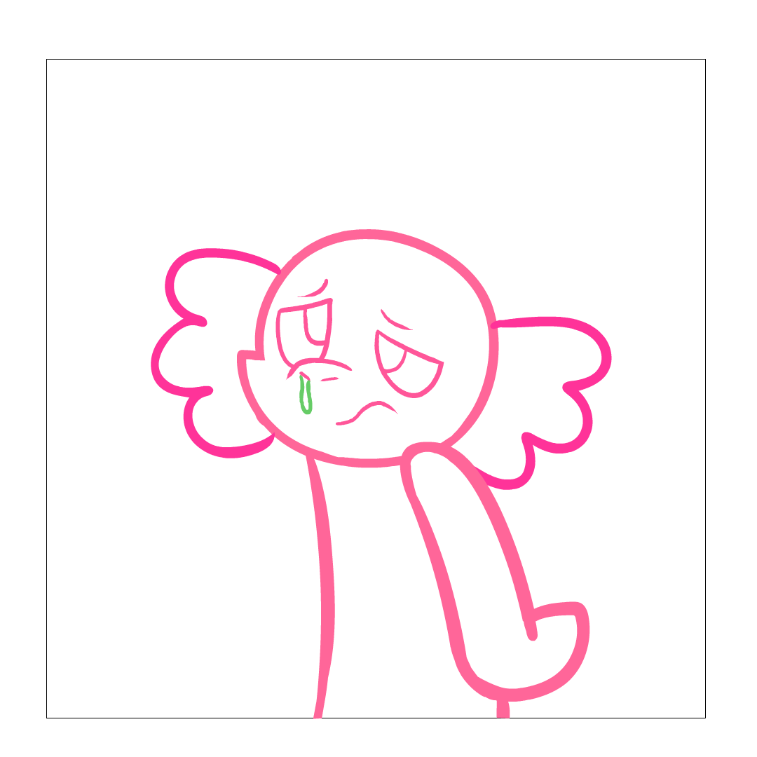 This gif from summer 2023 was part of a series of two where we had to animate two kinds of gifs: one displaying some kind of action or emotion and another with a static pose but one section is animated. Unfortunately, due to time constraints, I was o