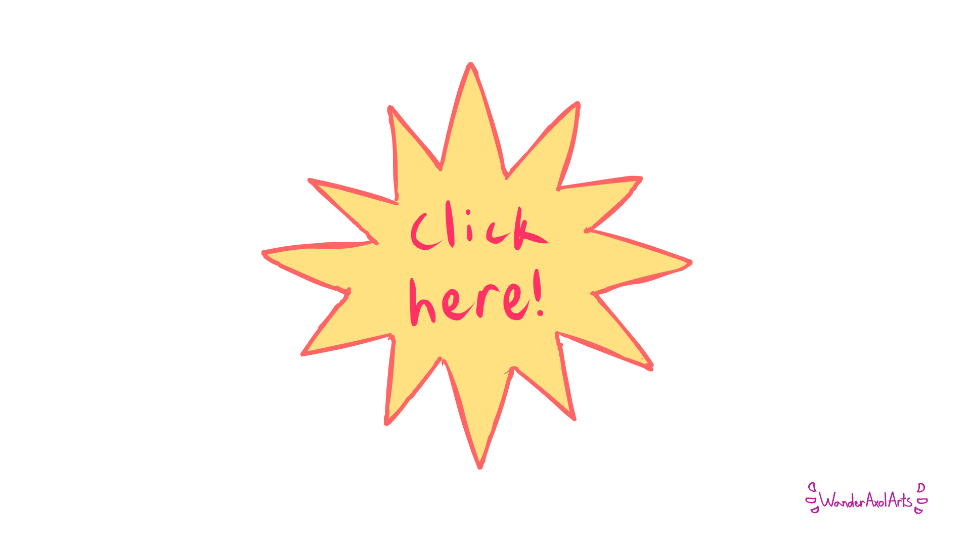 A gif from july 2023 featuring me (WanderAxolArts) celebrating my 21st birthday. The gif features a 'click here' button which, upon pressing, would activate an animation of a birthday banner rolling out and showering a cartoon version of me in balloo