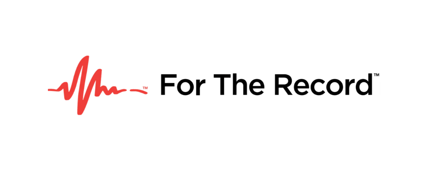 Company logo with a red stylized heartbeat line and the text 'For The Record' in black.