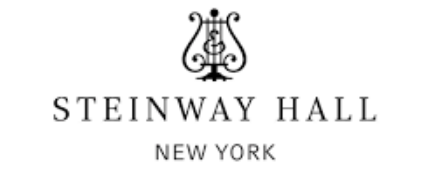 Logo for Steinway Hall New York, featuring a decorative ironwork crest above the text.