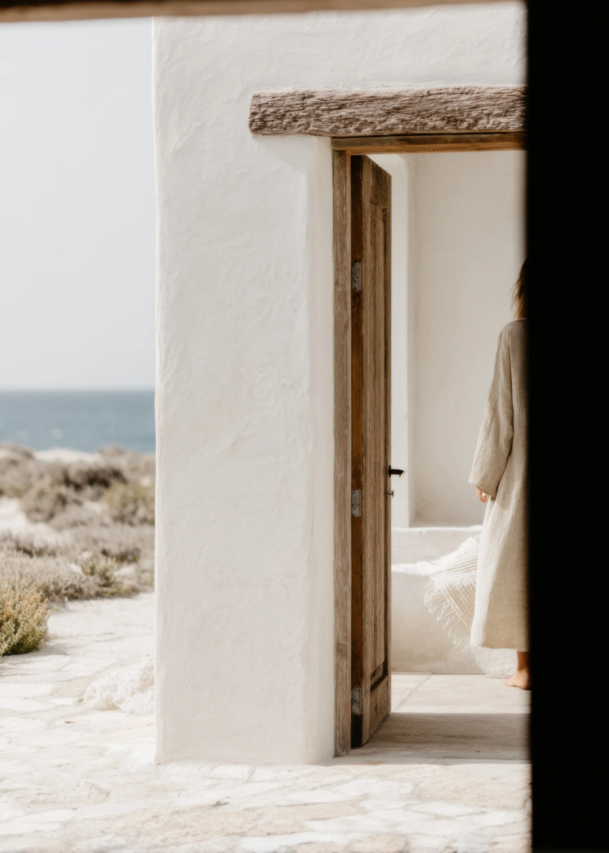 Neutral coastal aesthetic with natural light and peaceful atmosphere