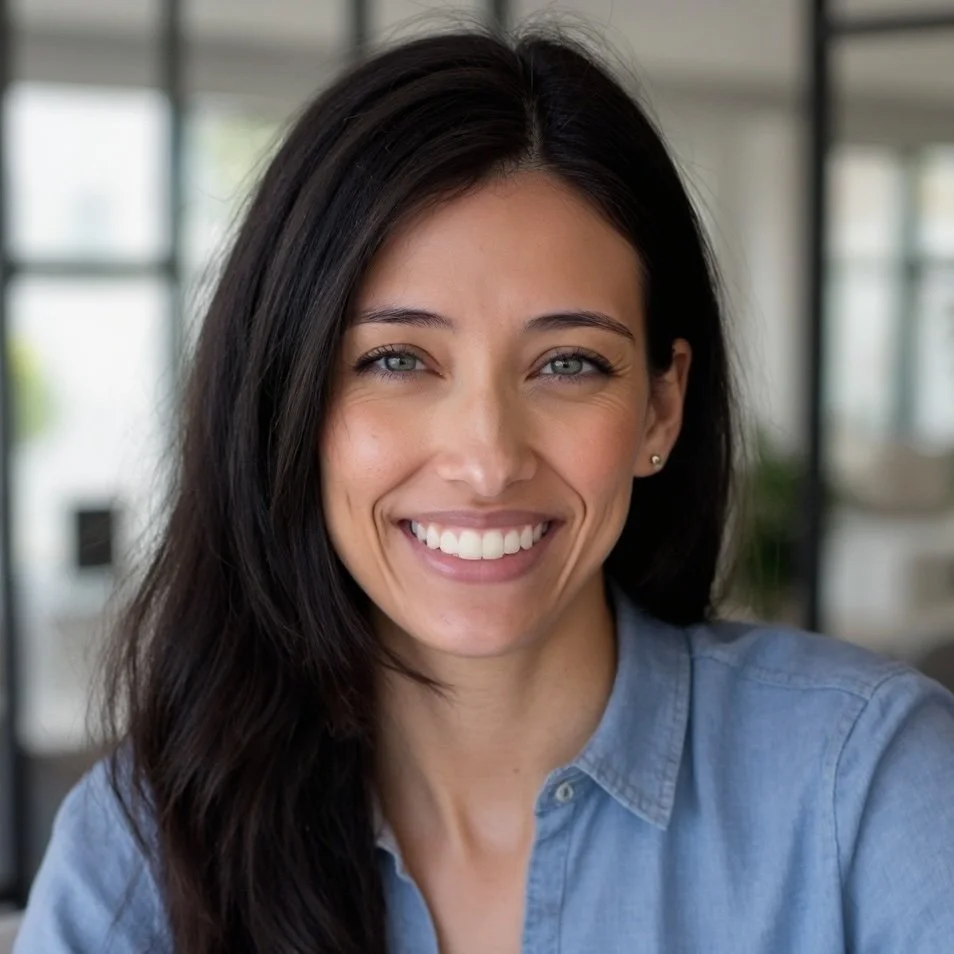 Catherine Alvarado, LMFT, smiling while standing beside a sunburst mirror and green plant, representing warmth and support in EMDR consultation for clinicians.