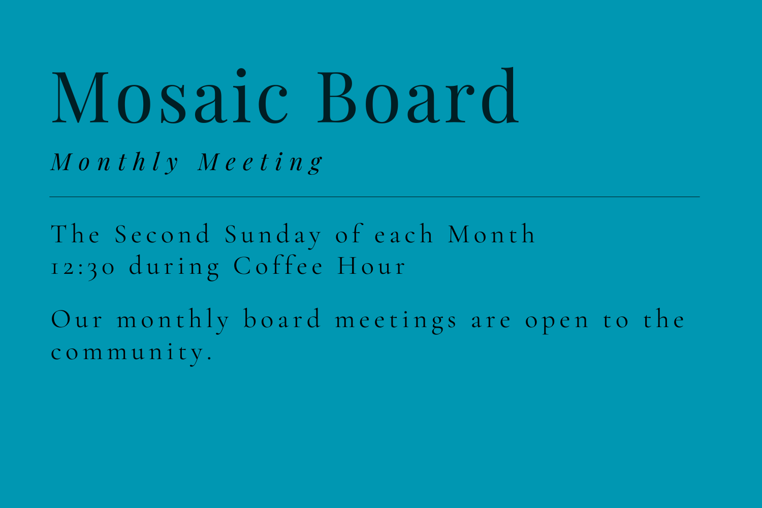 Monthly Board Meeting