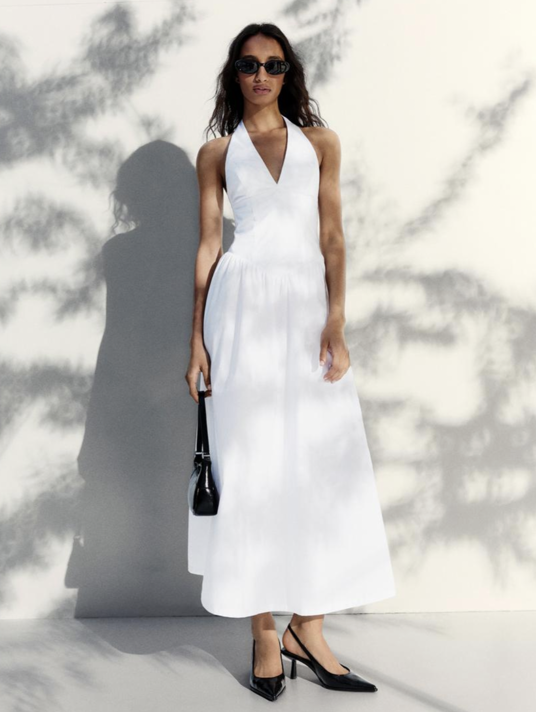 Long halter poplin dress