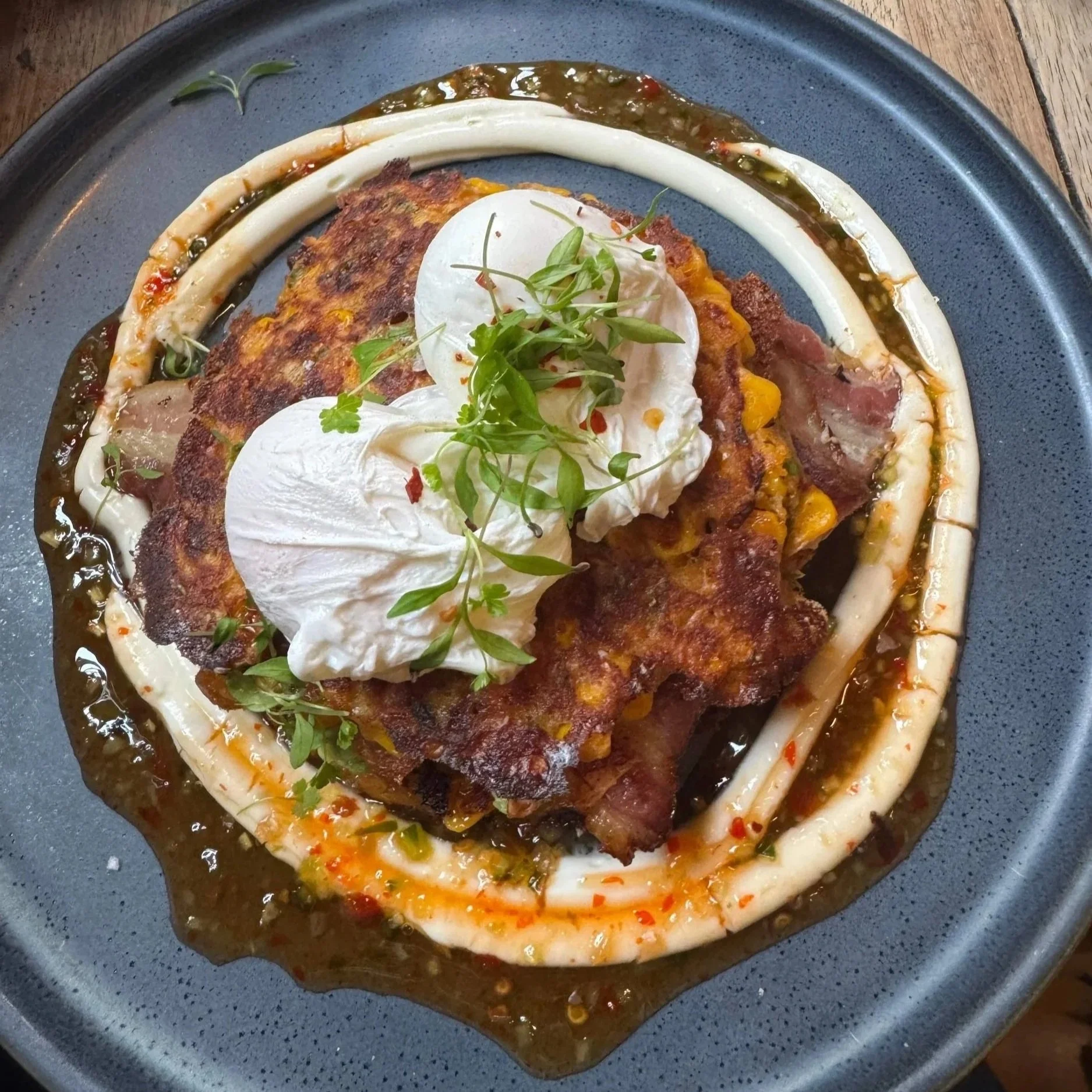 The cheddar corn fritters at Federal Cafe in Manchester