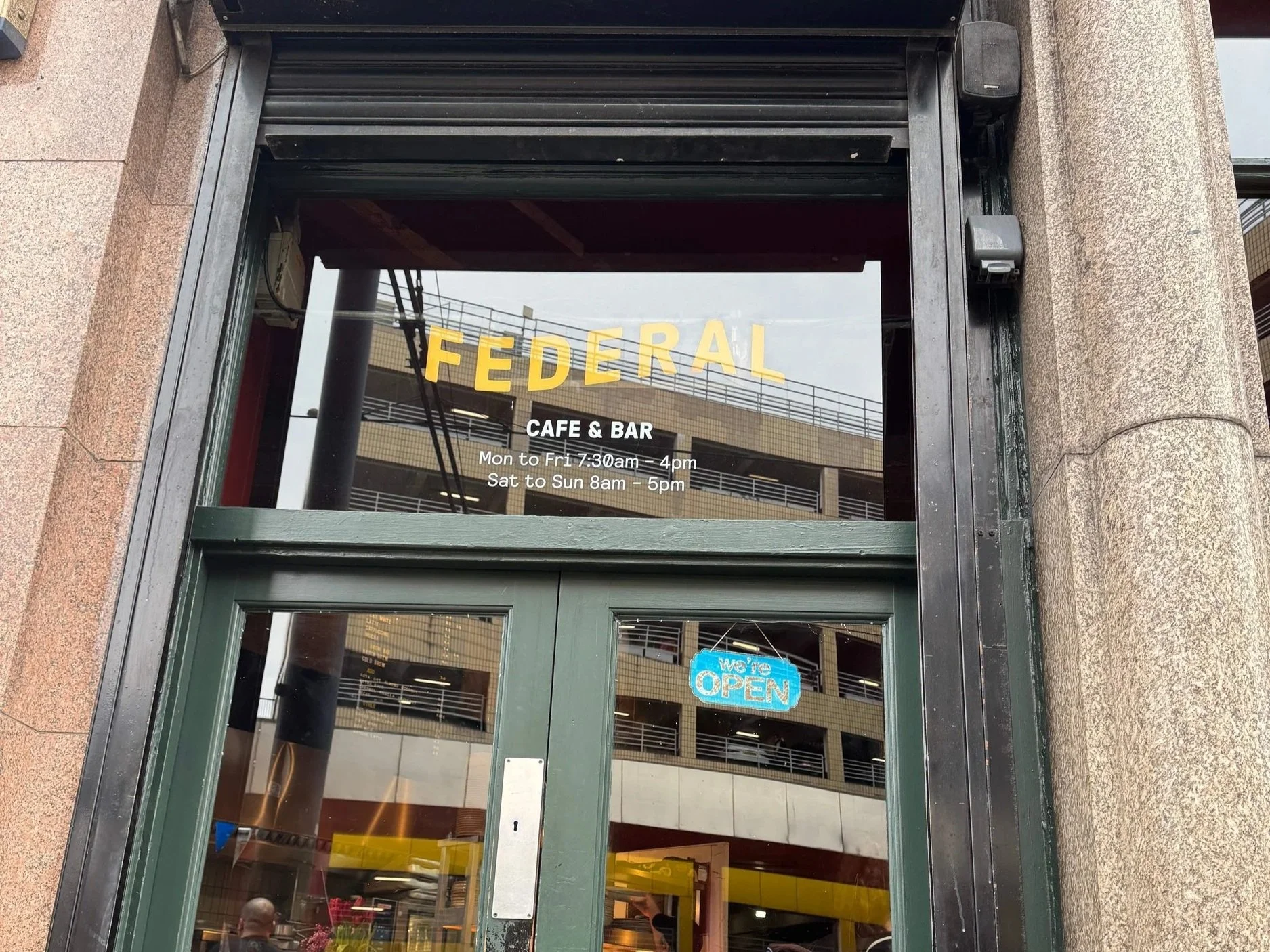 The front entrance of Federal cafe in Northern Quarter, Manchester