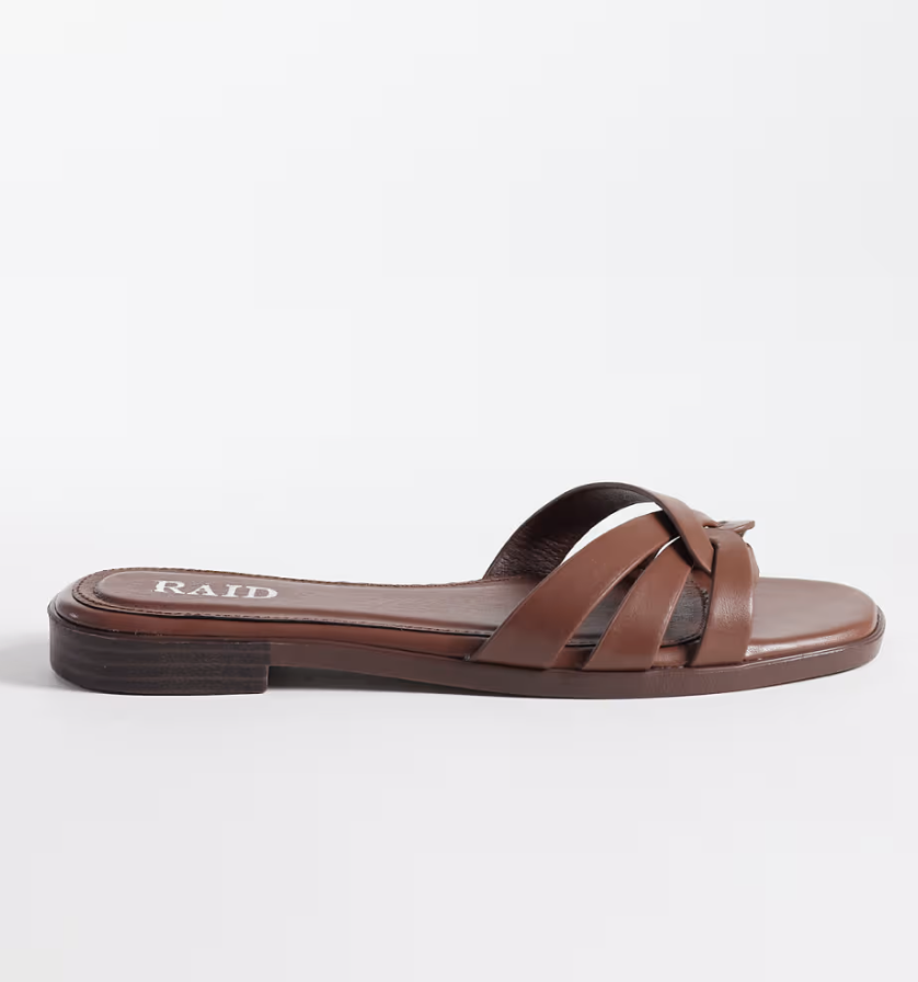 Flat slider sandals in brown