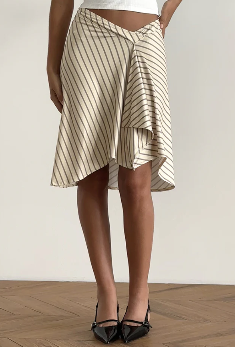 Esmeray midi skirt in yellow diagonal stripe