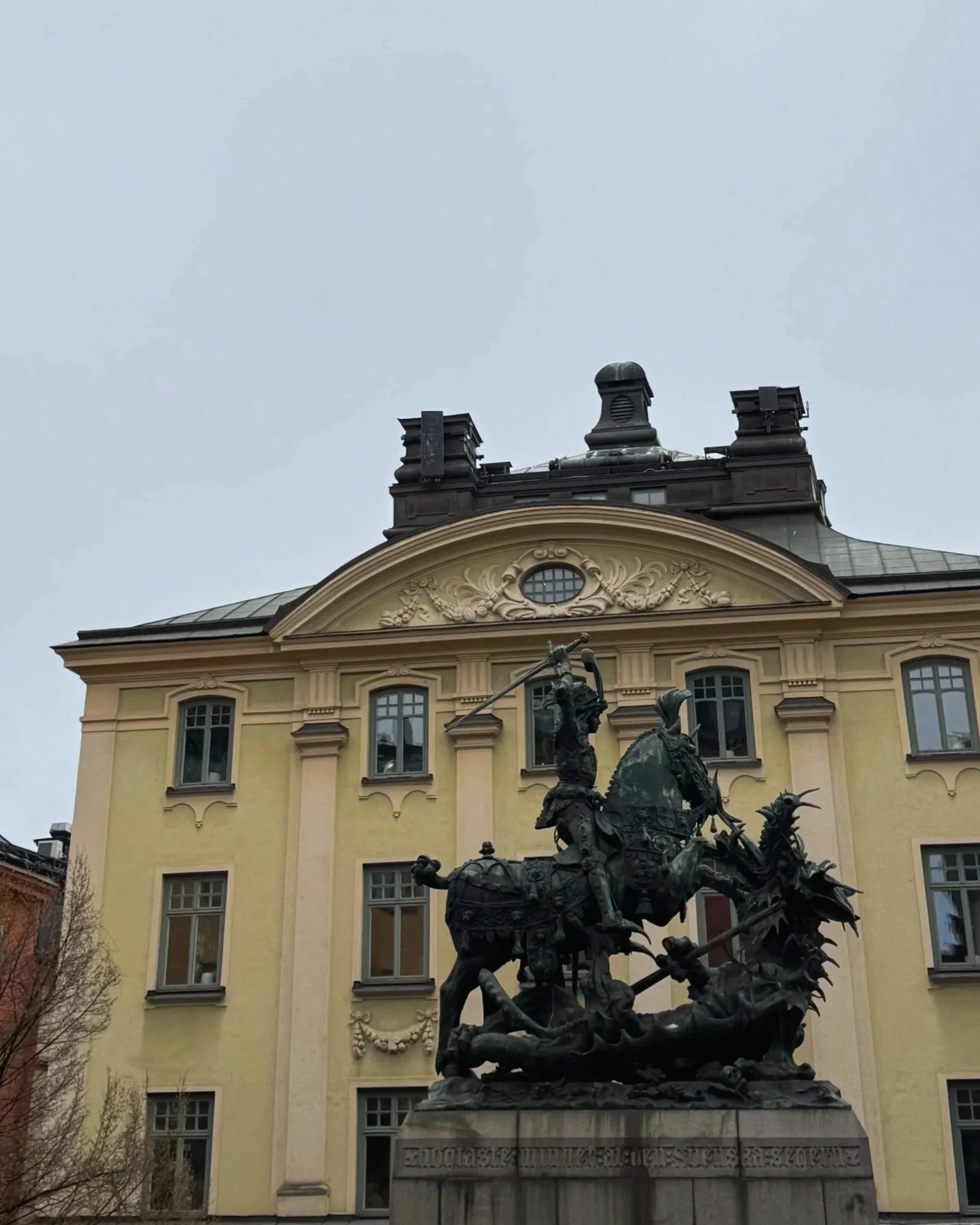 Saint George and the Dragon statue depicting the legend of Saint George and the Dragon, located in Storkyrkan in Stockholm.