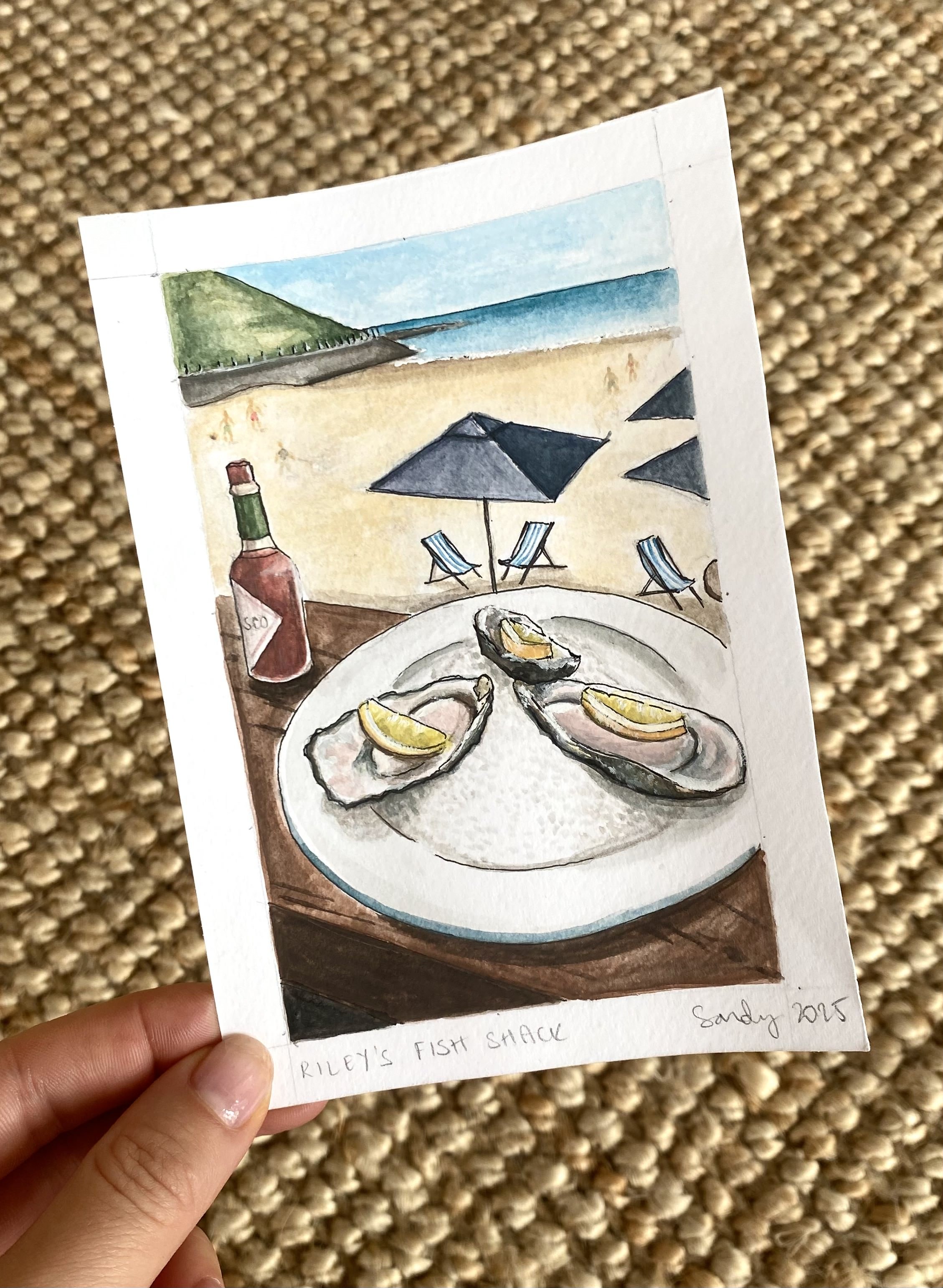 Watercolour of Riley's Fish Shack, Tynemouth