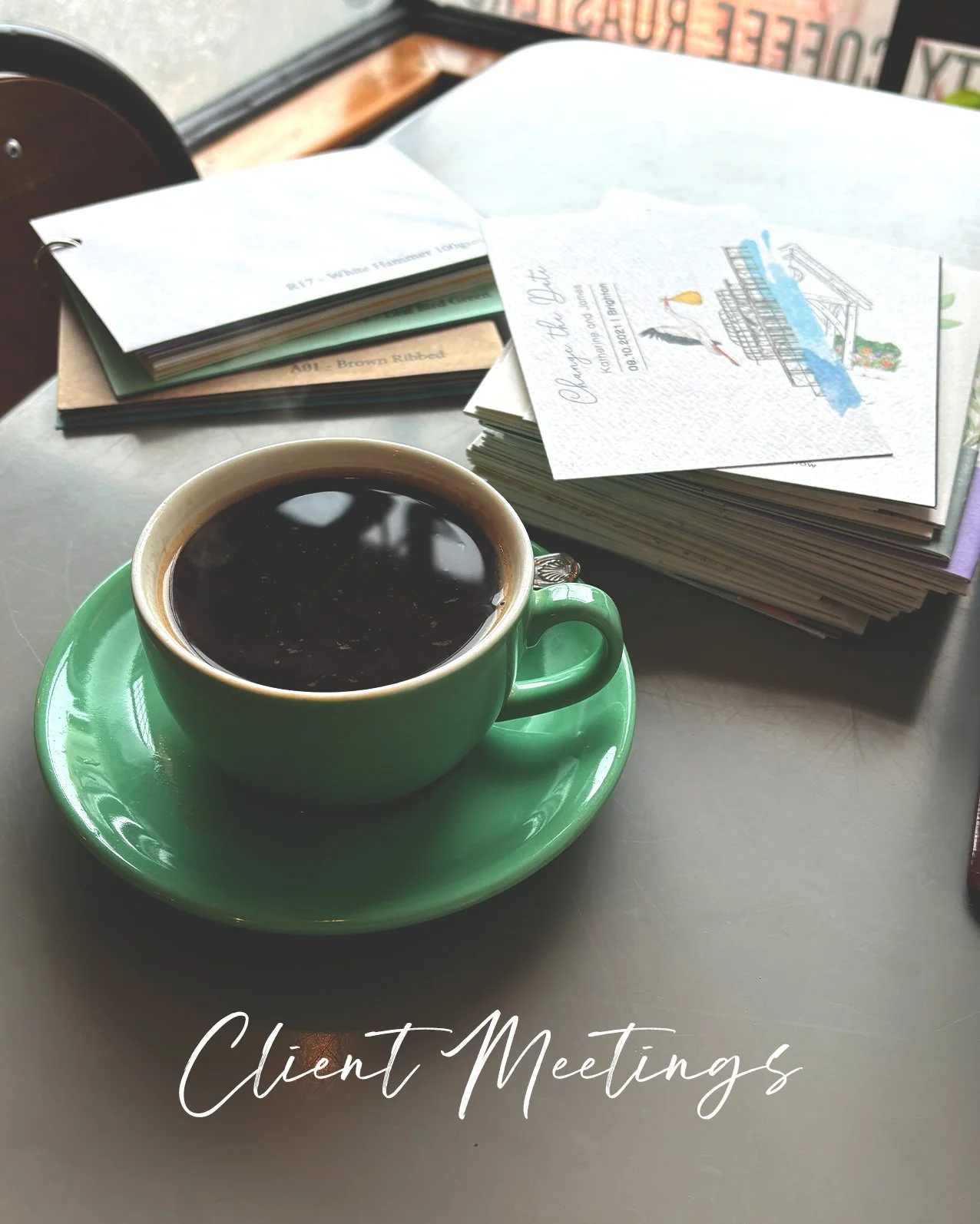 &quot;Let's chat over coffee! ☕️ 

Planning your dream wedding stationery can feel overwhelming, but it doesn't have to be. I love meeting with couples over a warm drink to truly understand their vision, discuss ideas, and explore different design op