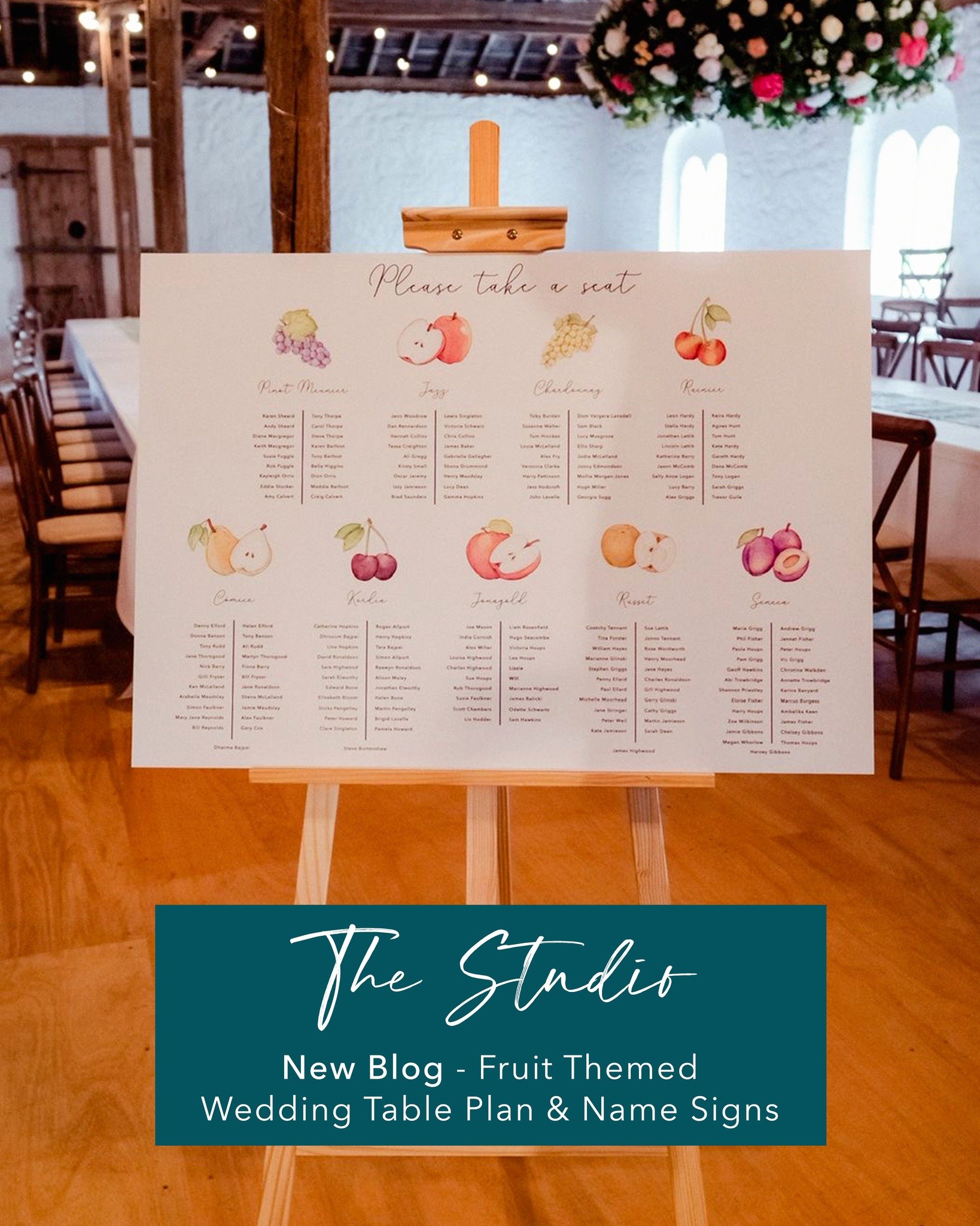 Watercolour Fruit: From the Farm to the Table Plan 🍐

Naming your tables doesn't have to be random! For this unique project, I illustrated fruits farmed by the bride&rsquo;s own family to create a meaningful "farm-to-table" theme. 

Each t