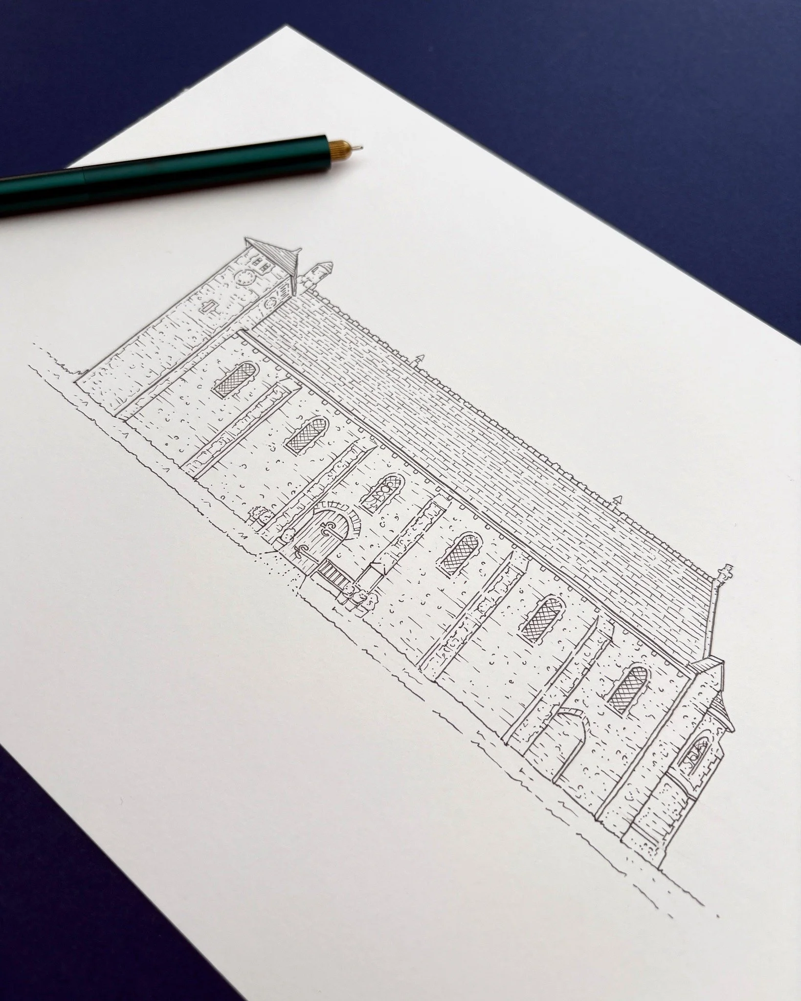 It&rsquo;s all in the detail. 🖊️

There is something really satisfying about drawing a wedding venue using just pen and ink. I enjoy taking the time to study a building like this, picking out the main features and gradually layering in the detail wi