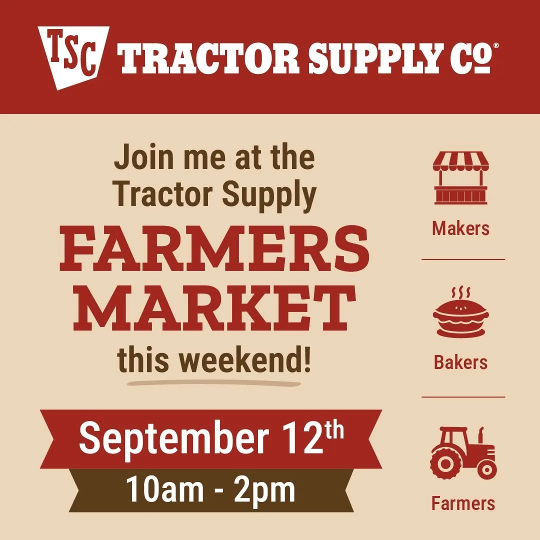 🍁 THIS Saturday at Tractor Supply&rsquo;s Harvest Fest Farmers Market! 
📅 September 12 &bull; 10 AM&ndash;2 PM 
📍 Melbourne, FL

I&rsquo;ll be set up at Tractor Supply for their annual Harvest Fest Farmers Market, and it&rsquo;s the perfect chance