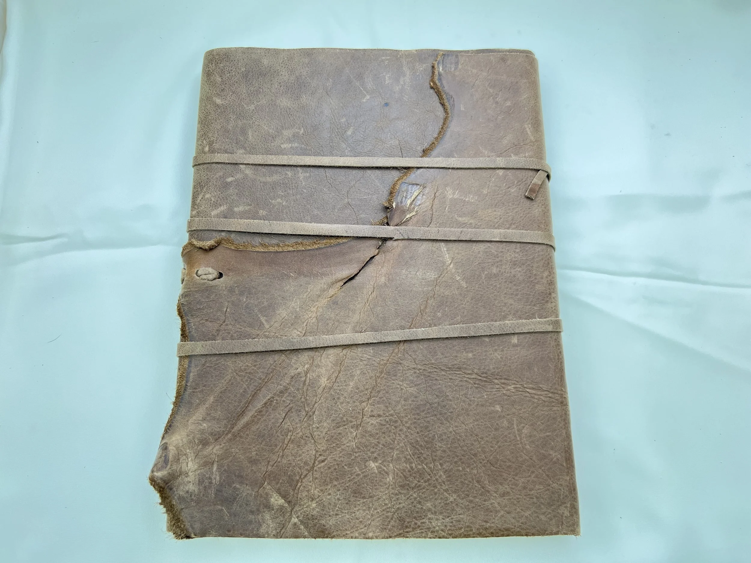 9x12 brown leather deckle paper journal