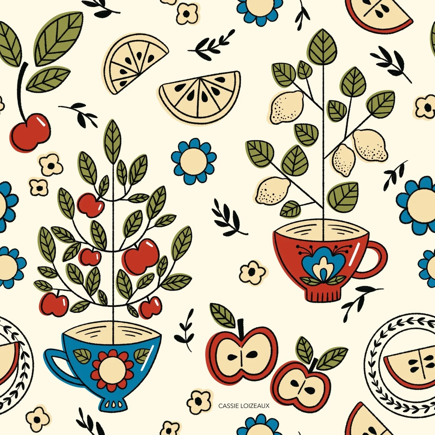 I&rsquo;m a little late to the game but here is week 2 of Jehane&rsquo;s Golden Thread. I decided to do a pattern to coordinate with my first drawing. The theme is Fika&hellip;Fika is a typical Swedish tradition where you take time out of your day to