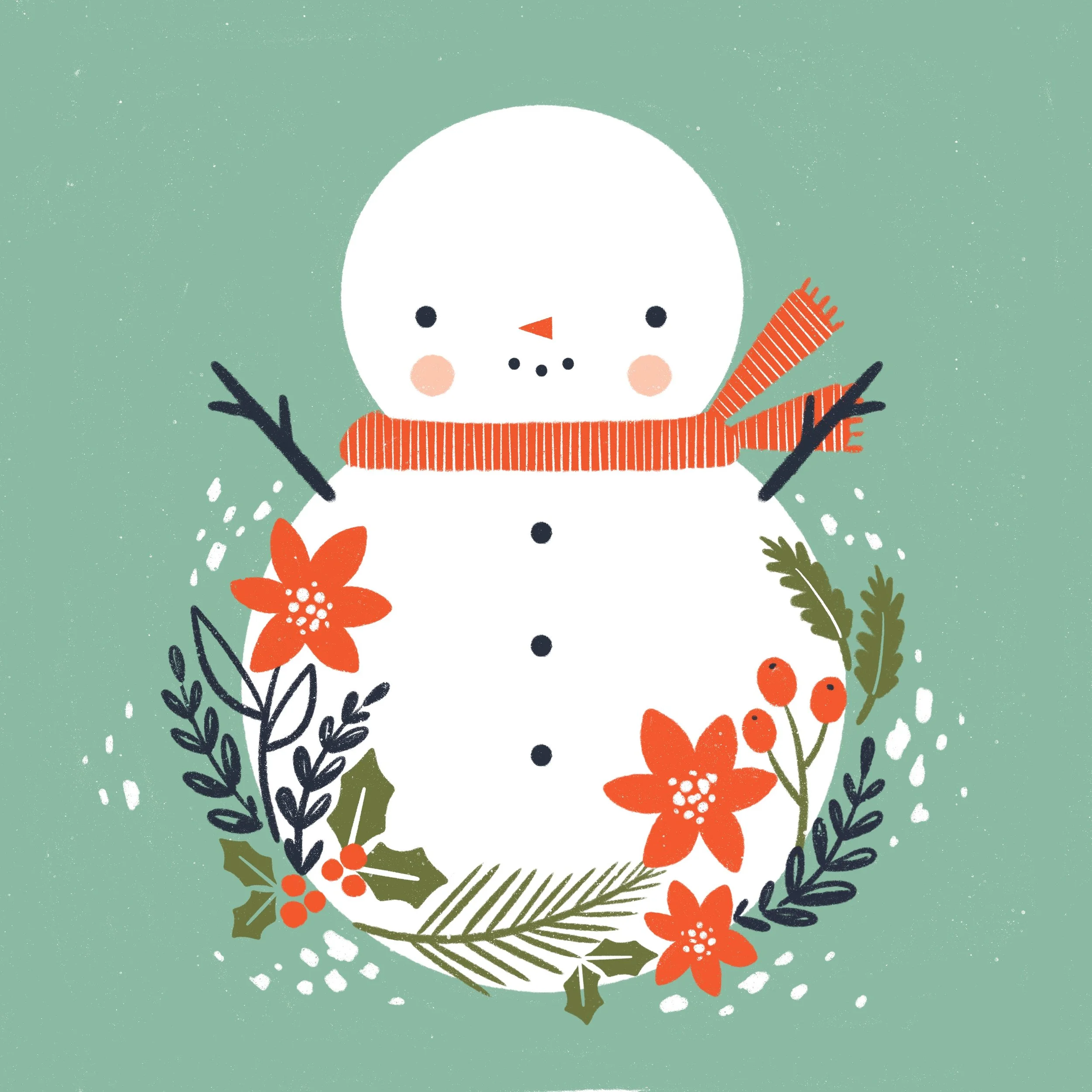 Floral Snowman Hero Art