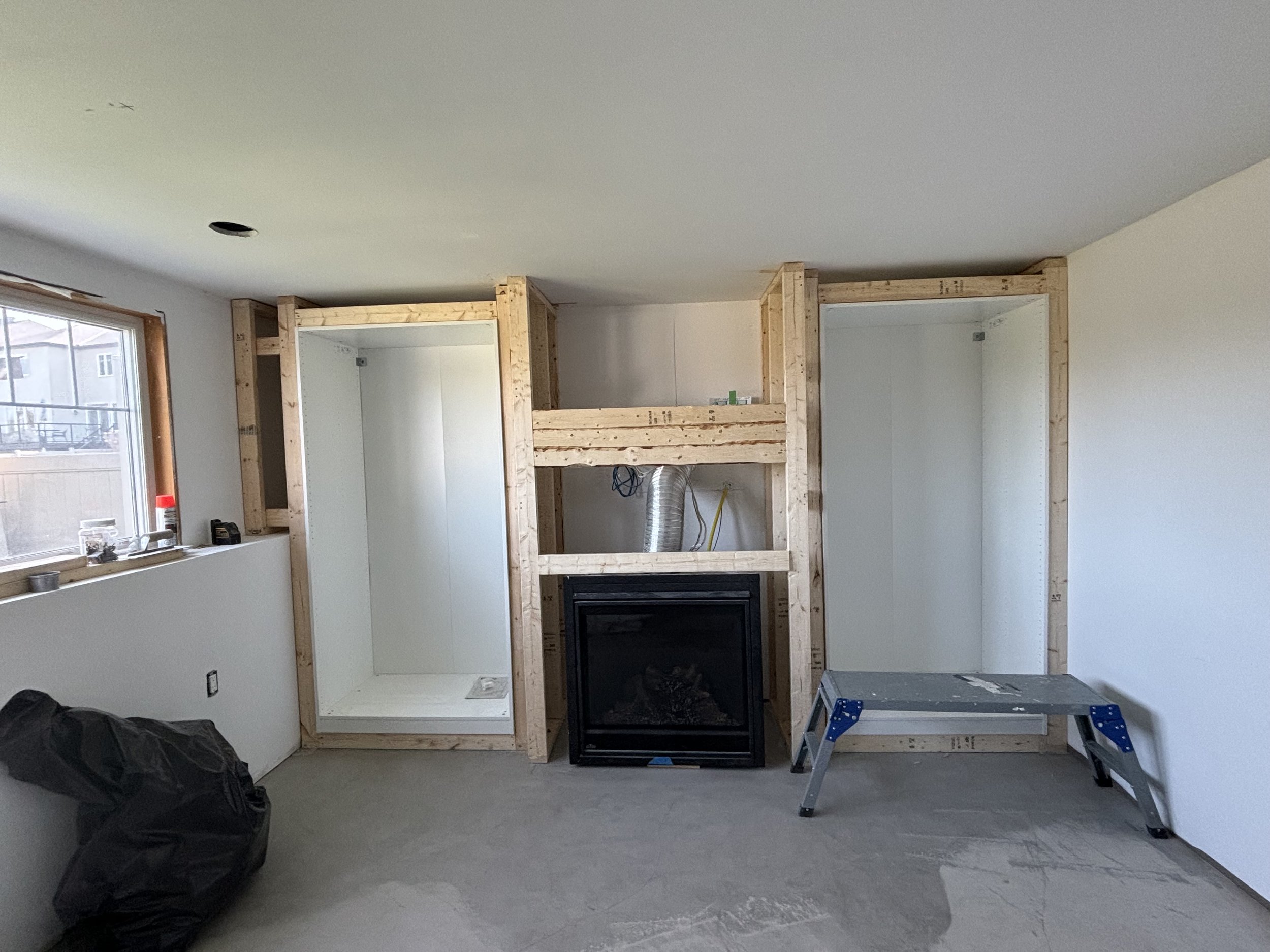 Framing for Custom Bookcase Built Ins