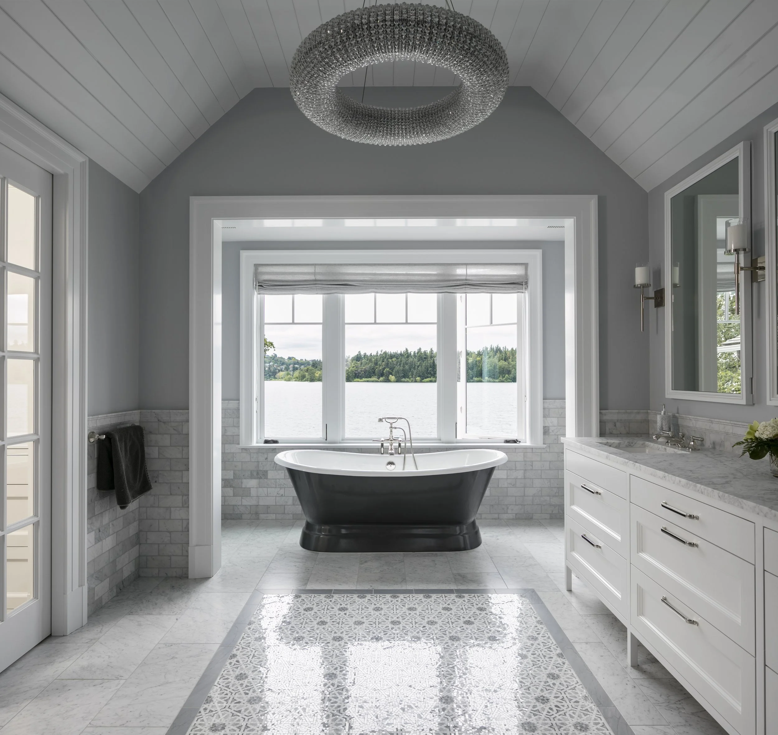 white and grey bathroom