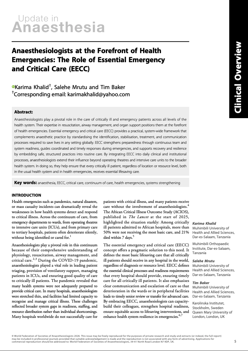 Anaesthesiologists and EECC