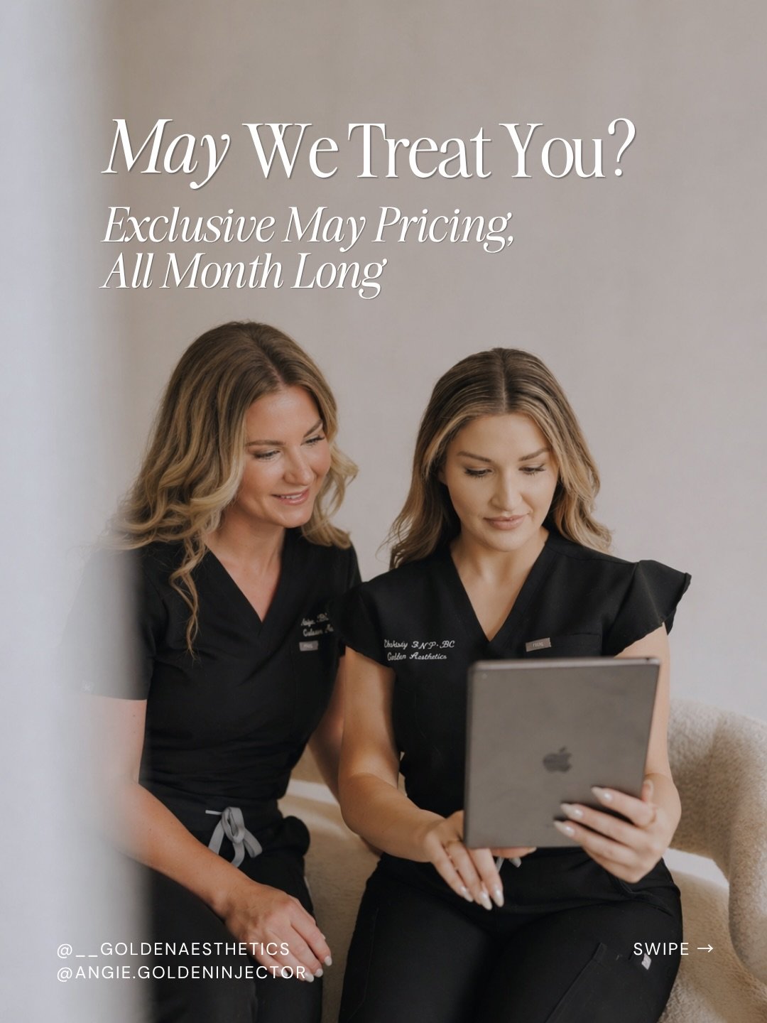 May pricing is here, and these special prices are only available through the end of the month. Here's what's on the menu:

💉 Jeuveau at $10/unit with Angie
✨ Daxxify at special introductory pricing with Angie
🤝 The Golden Duo: Book Jeuveau + Liquid