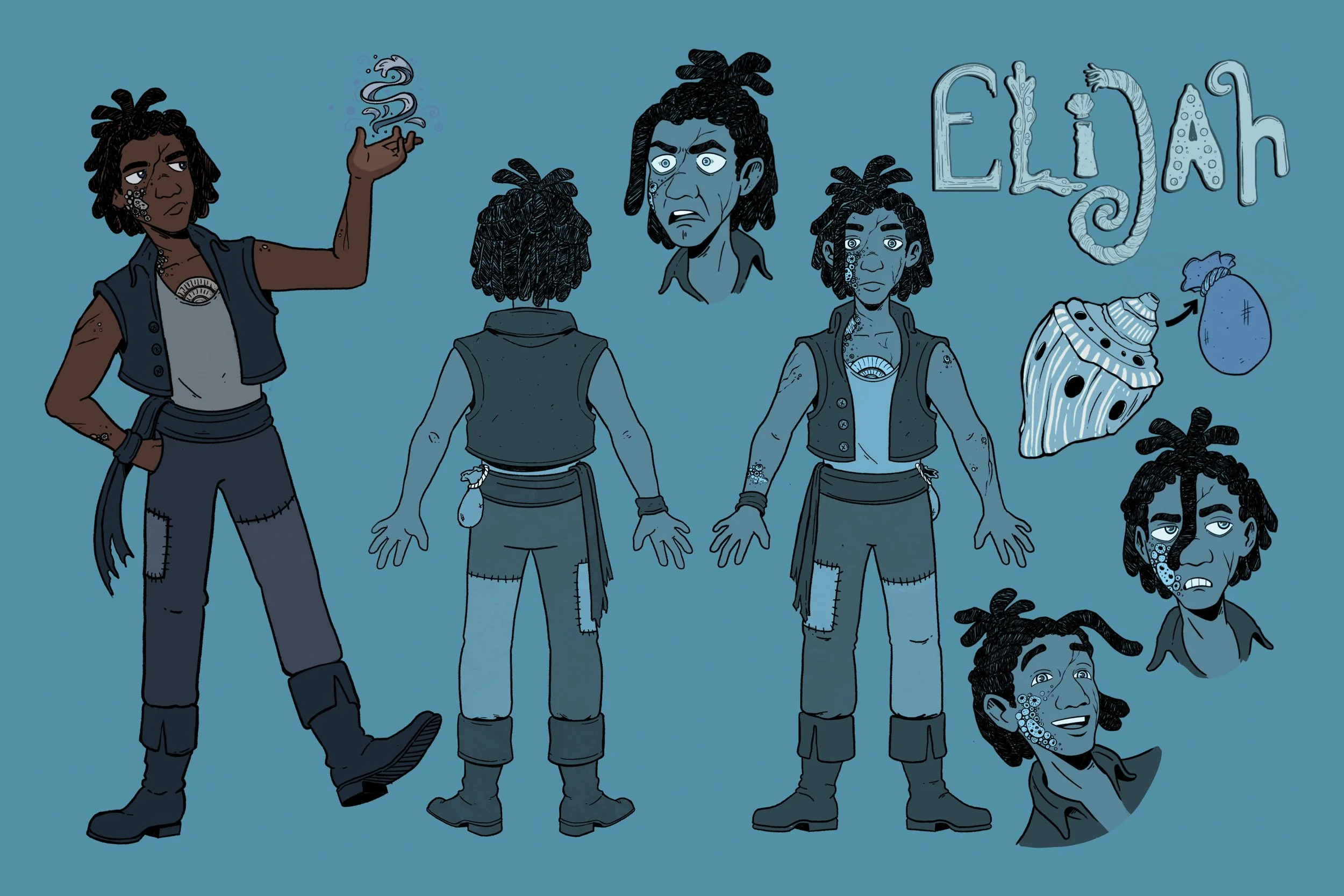 Elijah character design for "Ghosts of San Dolores"