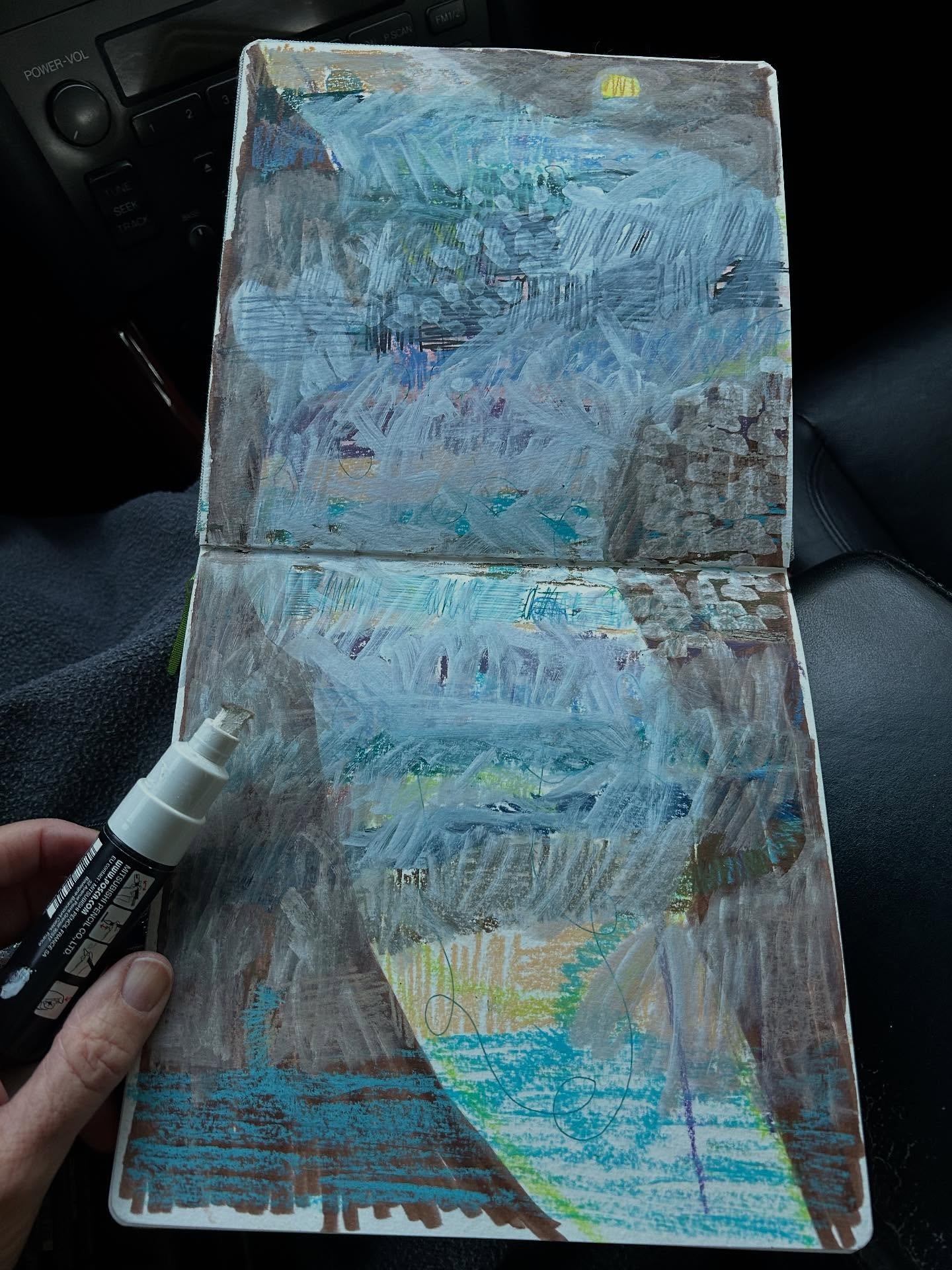 Living on islands means lots of water plus ferry rides to create on. 

#sketchbookpage 
#artfromtheheart 
#painterslife 
#saltspringisland 
#colorlove 
#salishsea 
#makingmarks 
#intuitivepainting