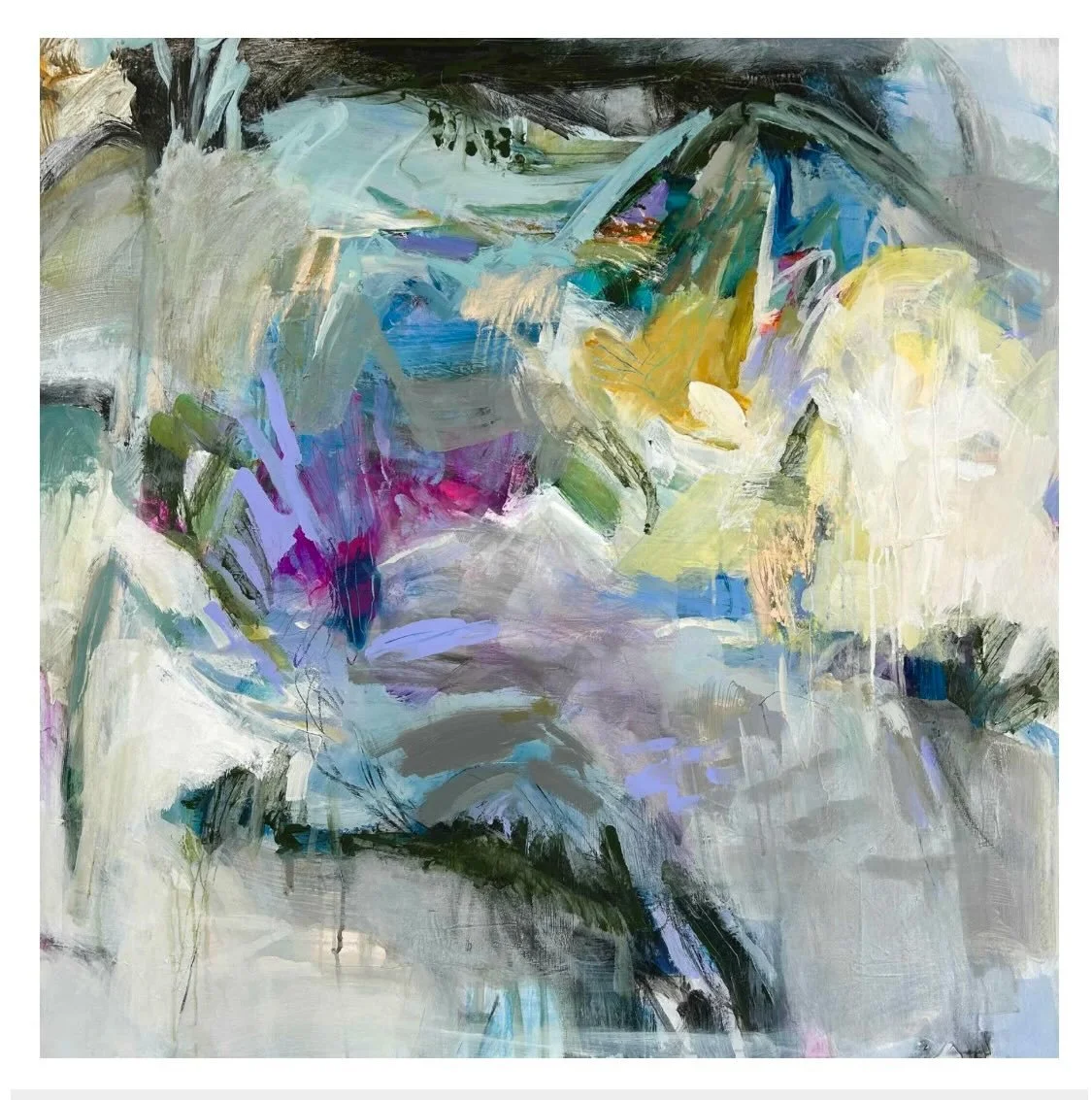 Sometimes a painting bursts onto the scene. Out of the blue new direction. And because it&rsquo;s the first, you don&rsquo;t know at the time that it&rsquo;s the start of a new series. Well now I do! 

Whisper &amp; Shout | 36&rdquo;x36&rdquo; | mixe