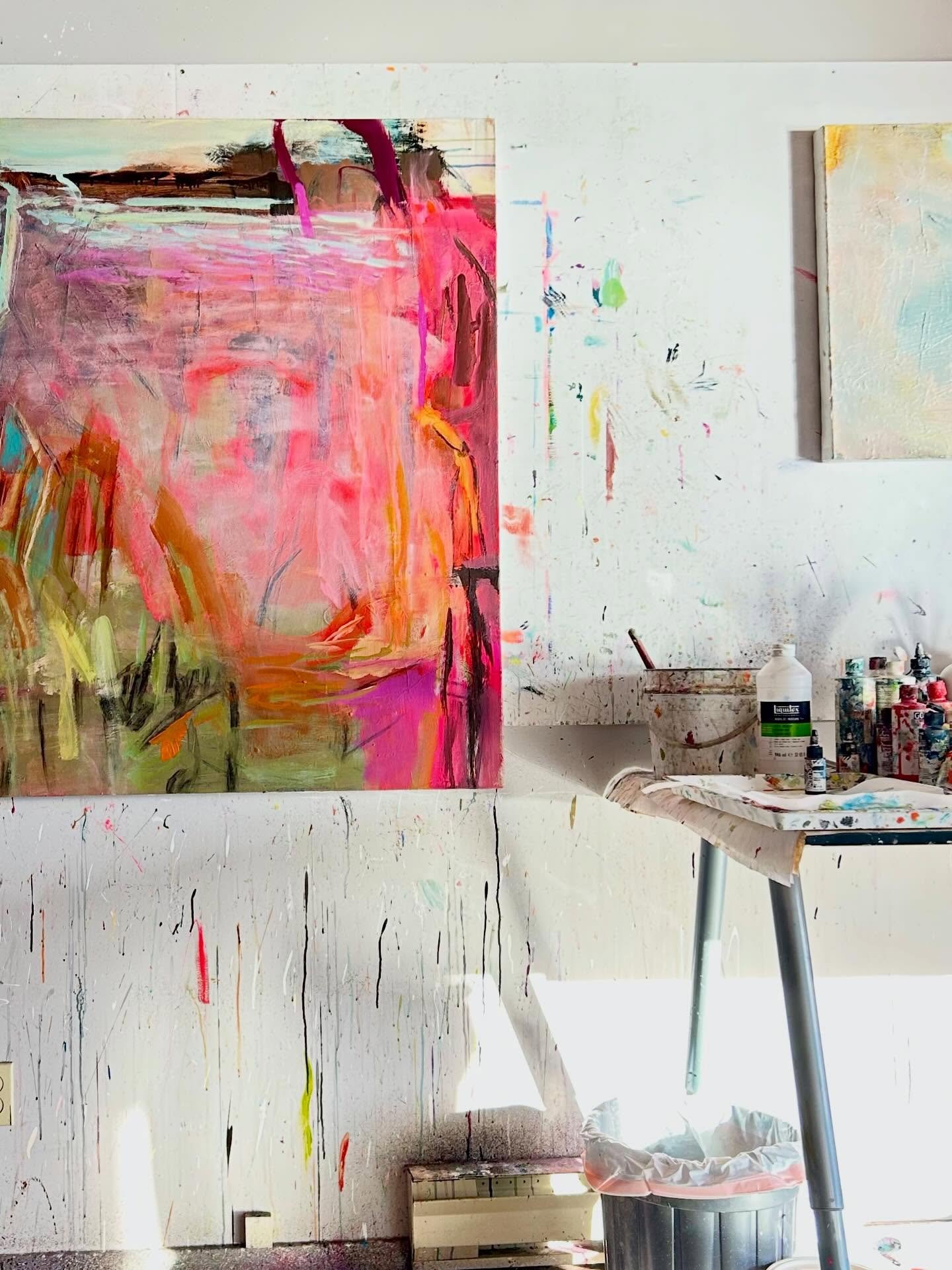 Early layers of Alive &amp; Earthy.
The beginning always asks for a little courage.

#contemporaryabstract 
#saltspringisland 
#vancouverdesign 
#victoriadesign 
#artforinterior