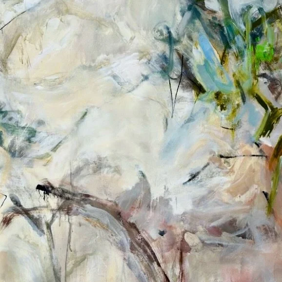 Looking forward to working into this one again (detail). Life&lsquo;s been busy! This is still rolled up in its travel tube from the August painting retreat with Krista Harris in New Mexico. Looking forward to adding to it!

#paintingprocess 
#abstra