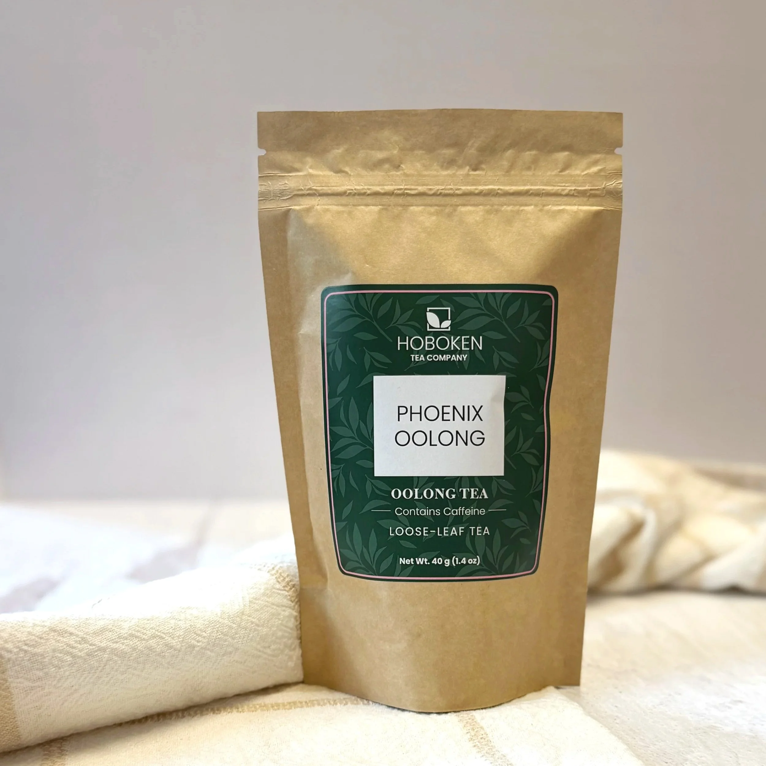 a package of loose leaf oolong tea from Hoboken Tea Company