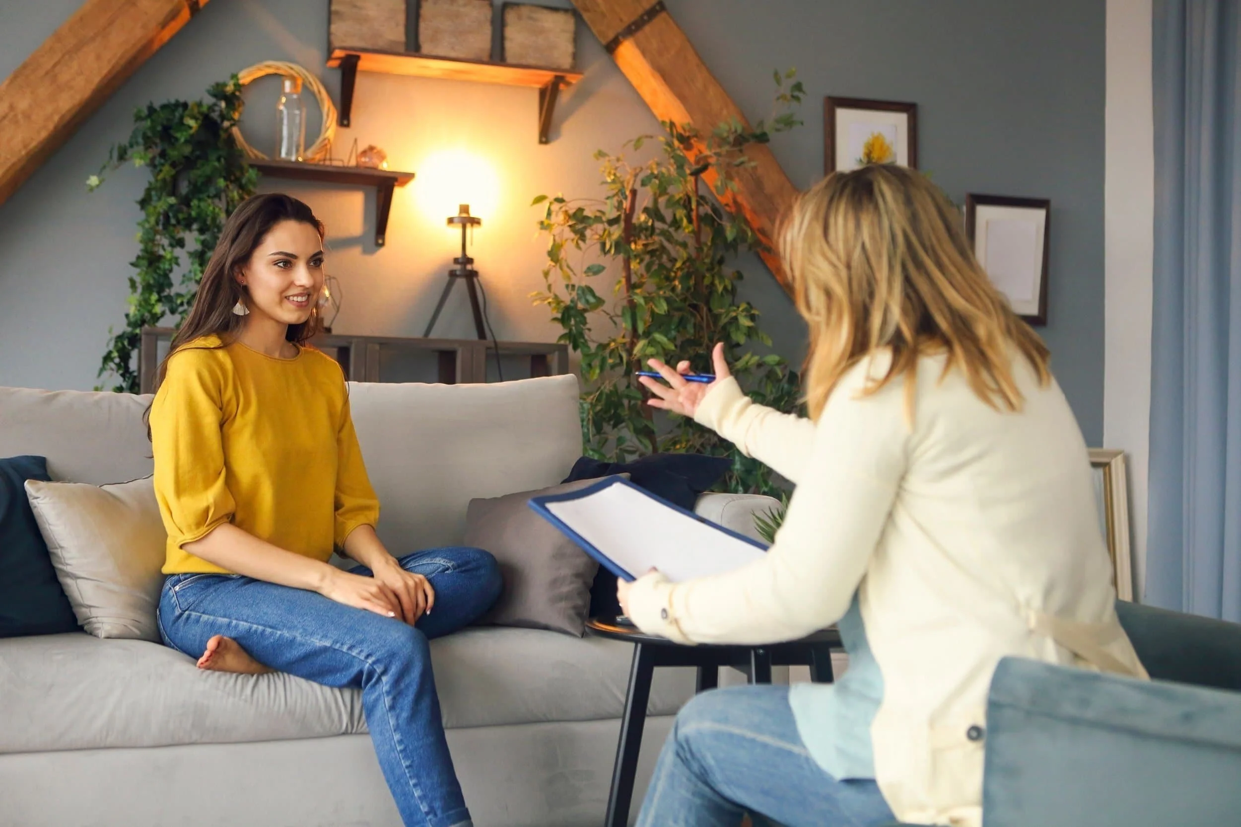 Woman attending her first therapy session after finding therapist in Burlingame, CA