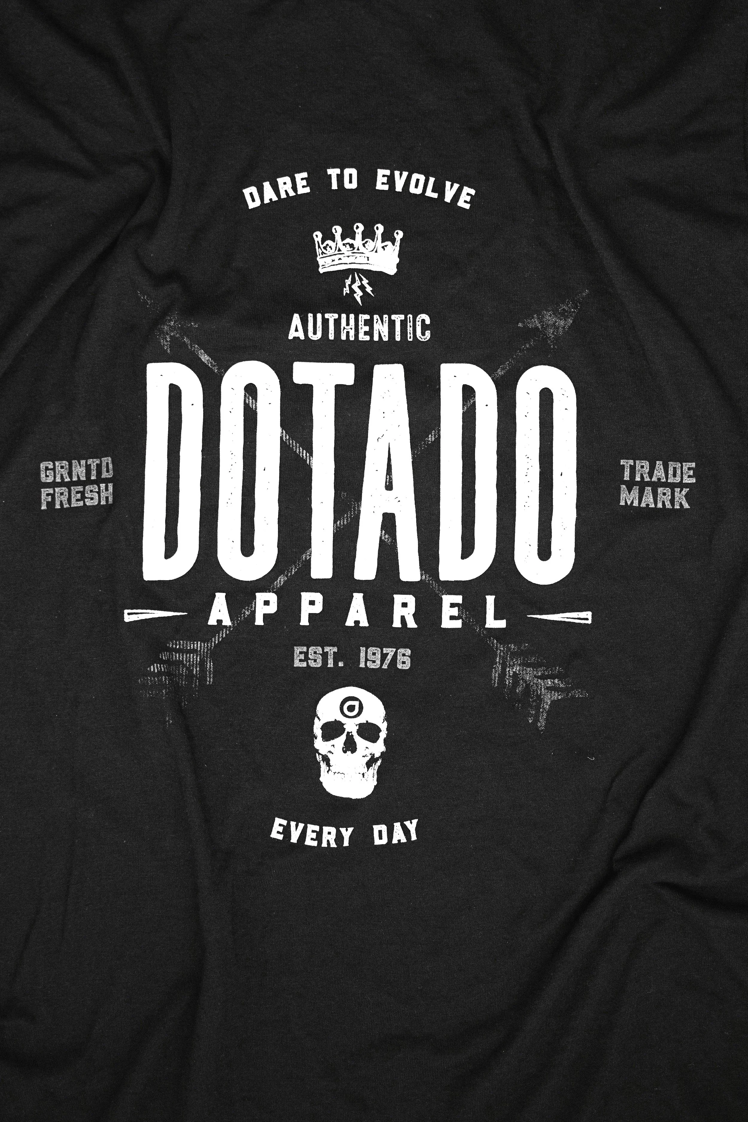 close up of wrinkled dotado apparel whiskey wrinkle tee shirt
