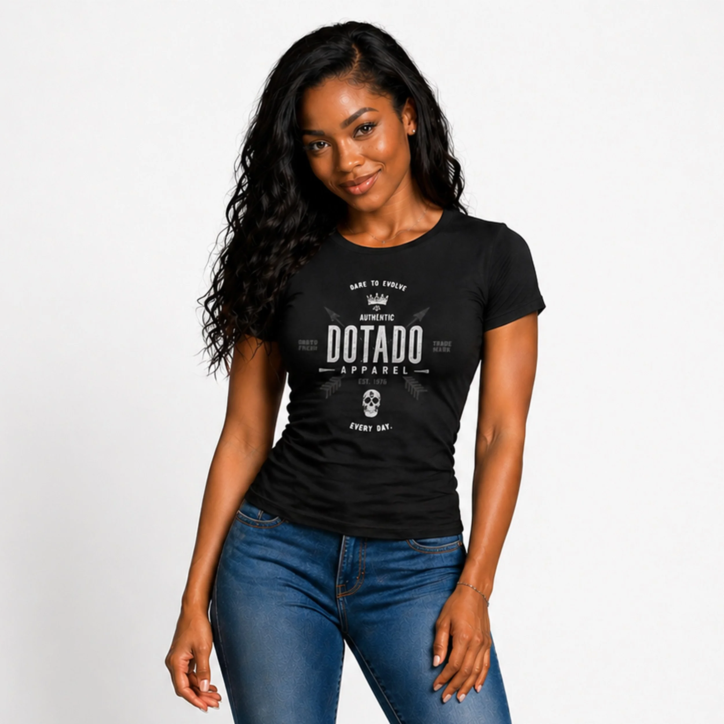 african america  woman wearing dotado™ apparel whiskey design tee