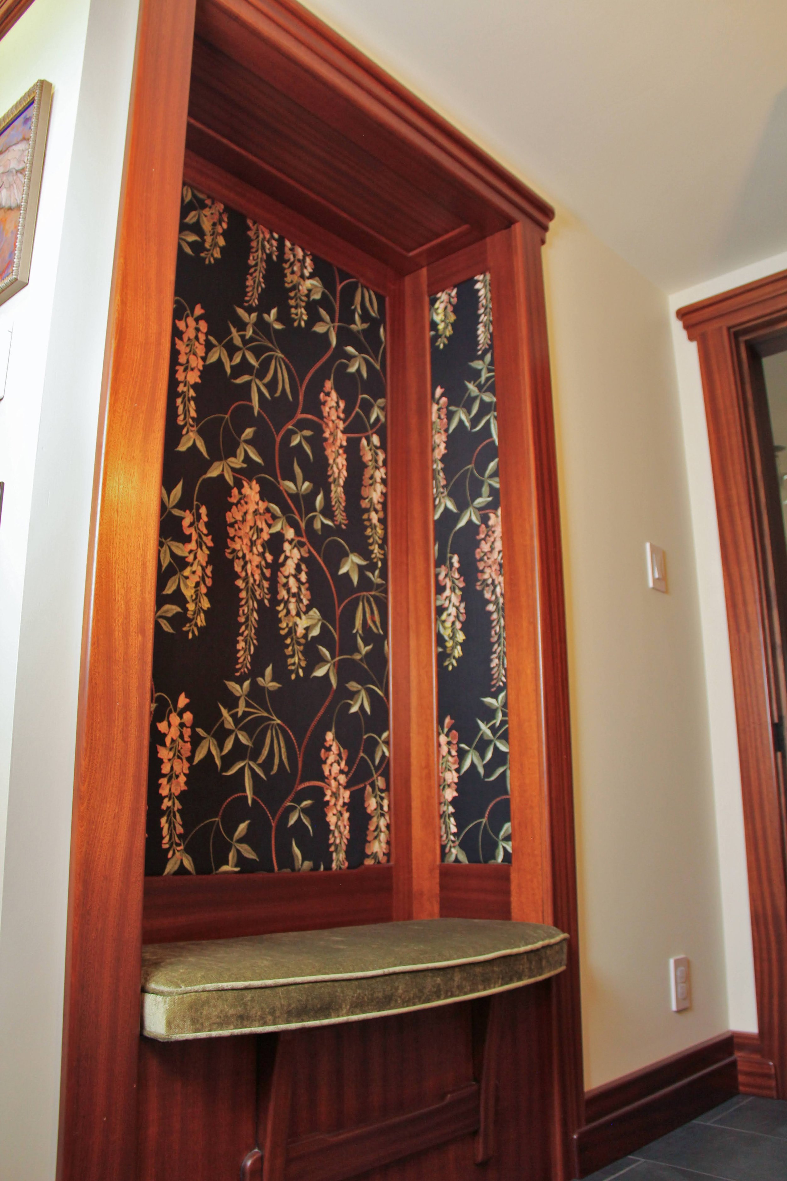 Seating bench and hamper in a bathroom