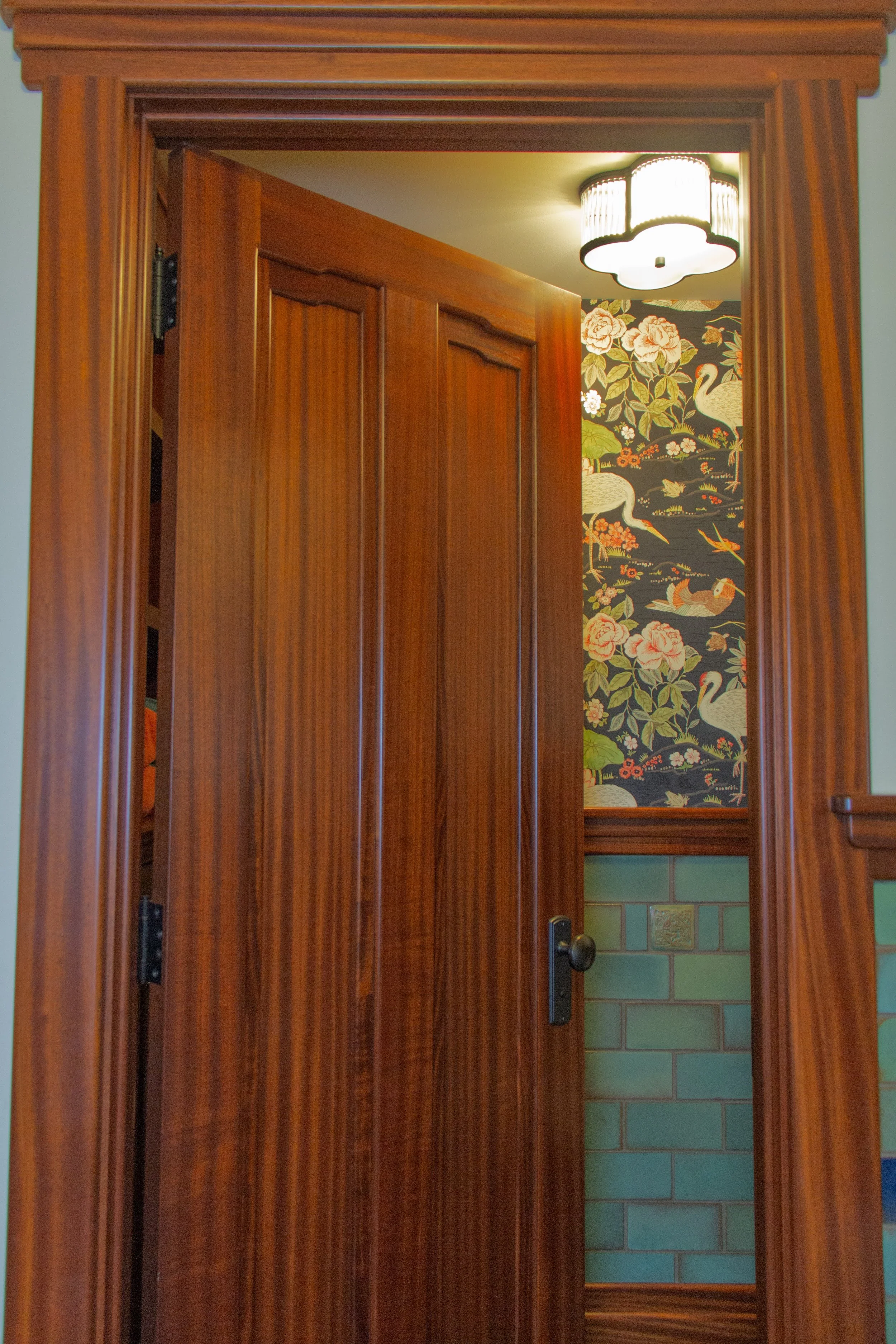 Door and trim in a 1921 arts & crafts home