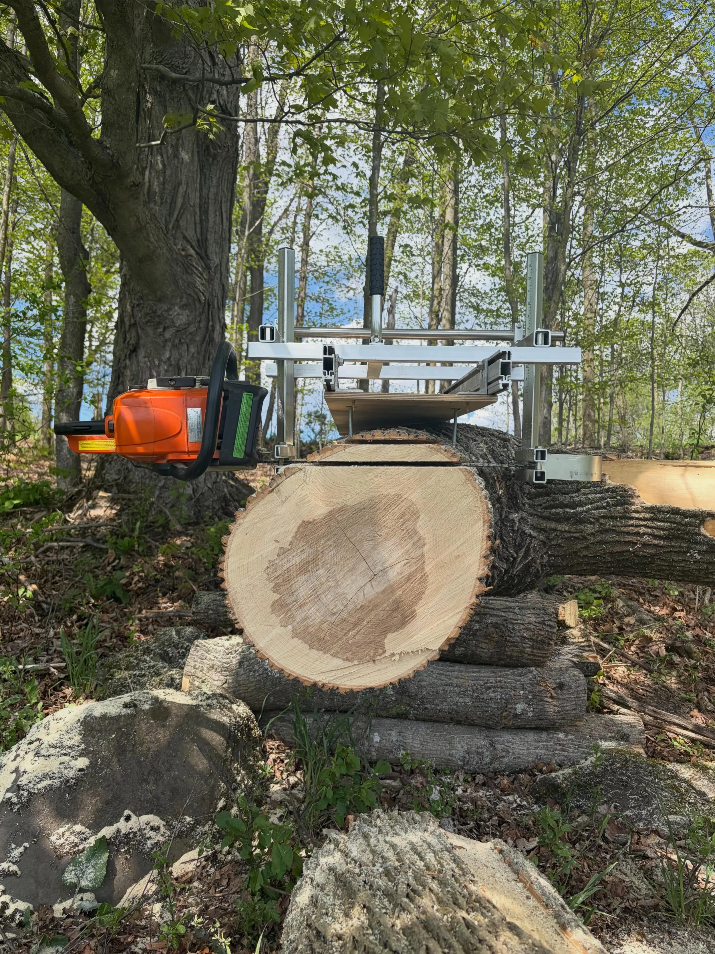 Ash, one of my favorites woods. I&rsquo;ve had the chainsaw mill out, and been processing some Ash before it&rsquo;s overtaken by the Emerald Ash Beetle. This is part of a long term project I have cooking up, but I&rsquo;m equally excited for the lef