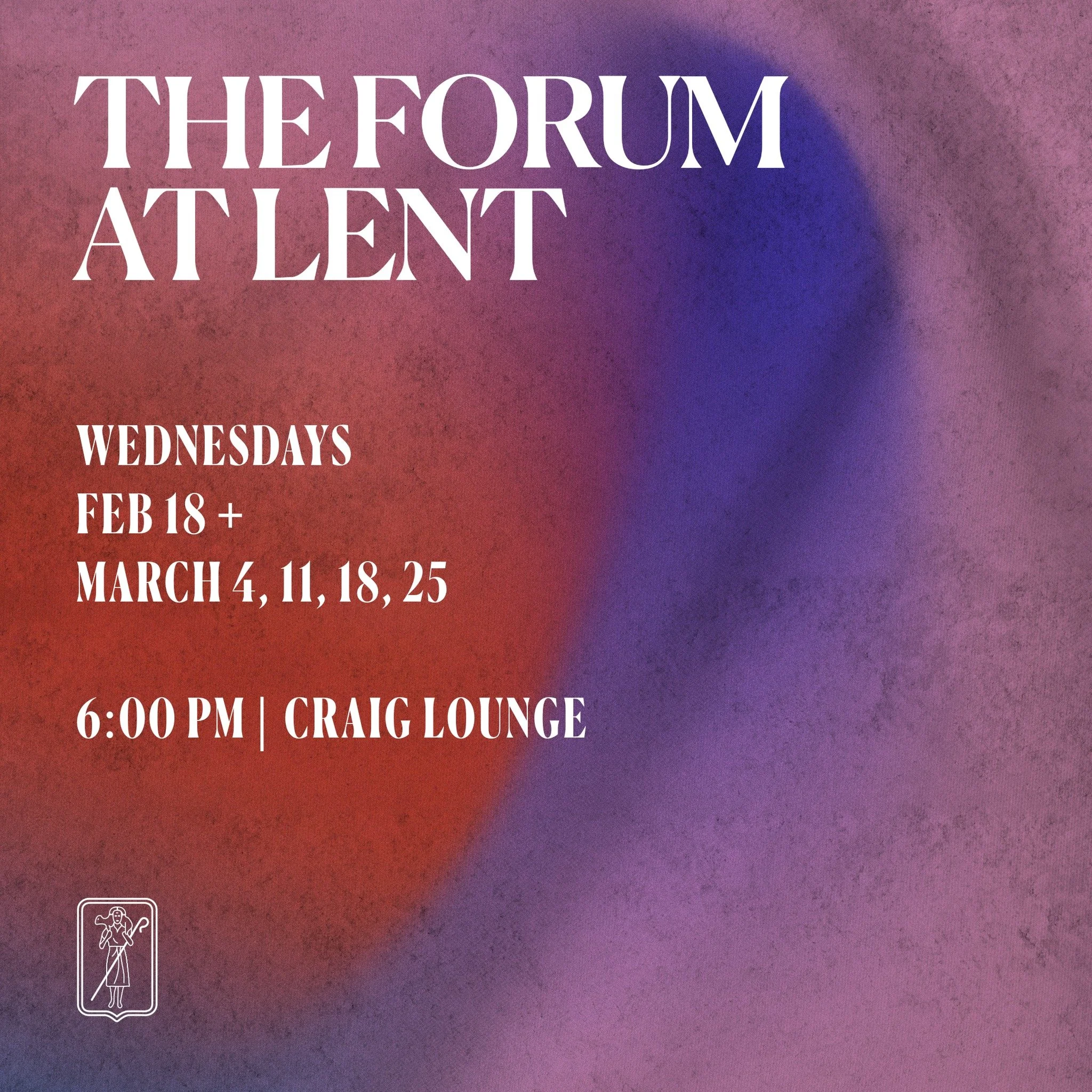 Join us for a new Lenten Forum series! 📚 Every Wed during Lent at 6pm in Craig Lounge, we'll explore 'For Such a Time as This: An Emergency Devotional.' The book acts a theological guide for finding spiritual stamina during times of systemic crisis 