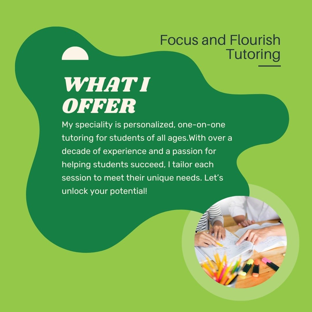Unlock your full potential with personalized tutoring! Whether it's mastering math, sharpening writing skills, or tackling science, I'm here to help students excel in every subject. Let&rsquo;s reach your academic goals together! 📚✏️

#IrvineTutor #