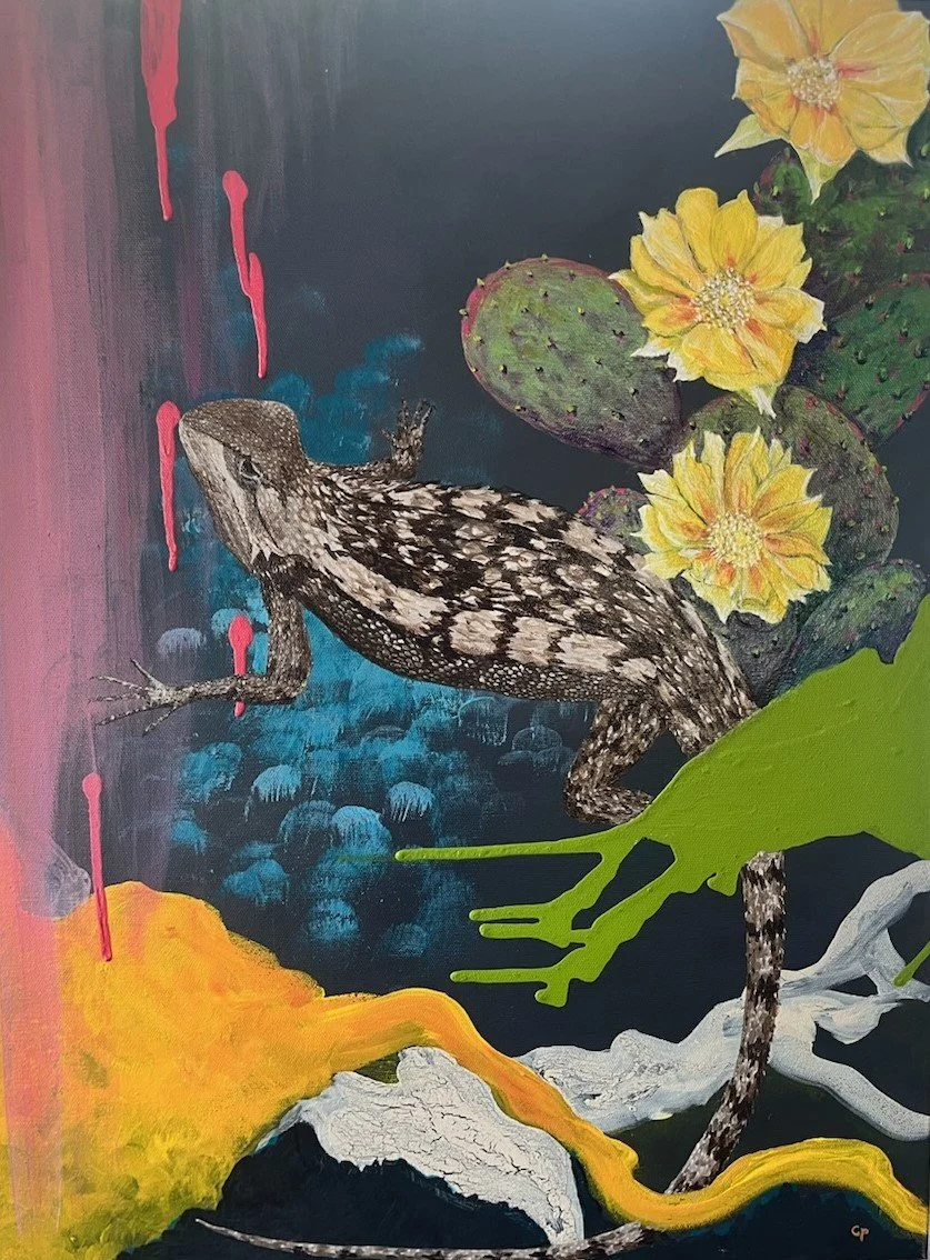 Texas Spiny Lizard, 2024  Acrylic on Canvas  24x18  $700