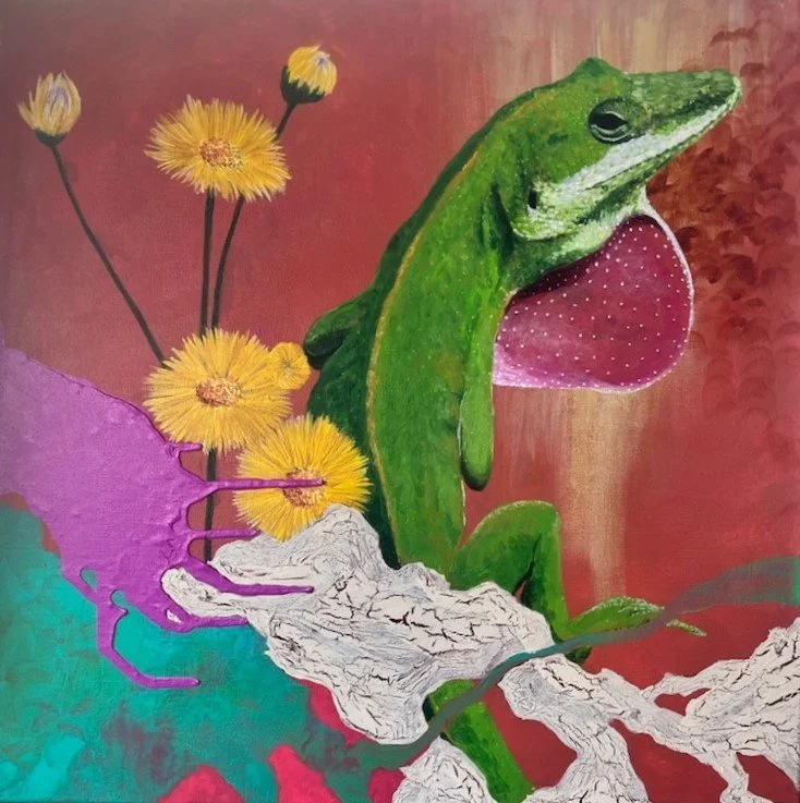 Green Anole, 2024  Acrylic on Canvas  20x20  $650