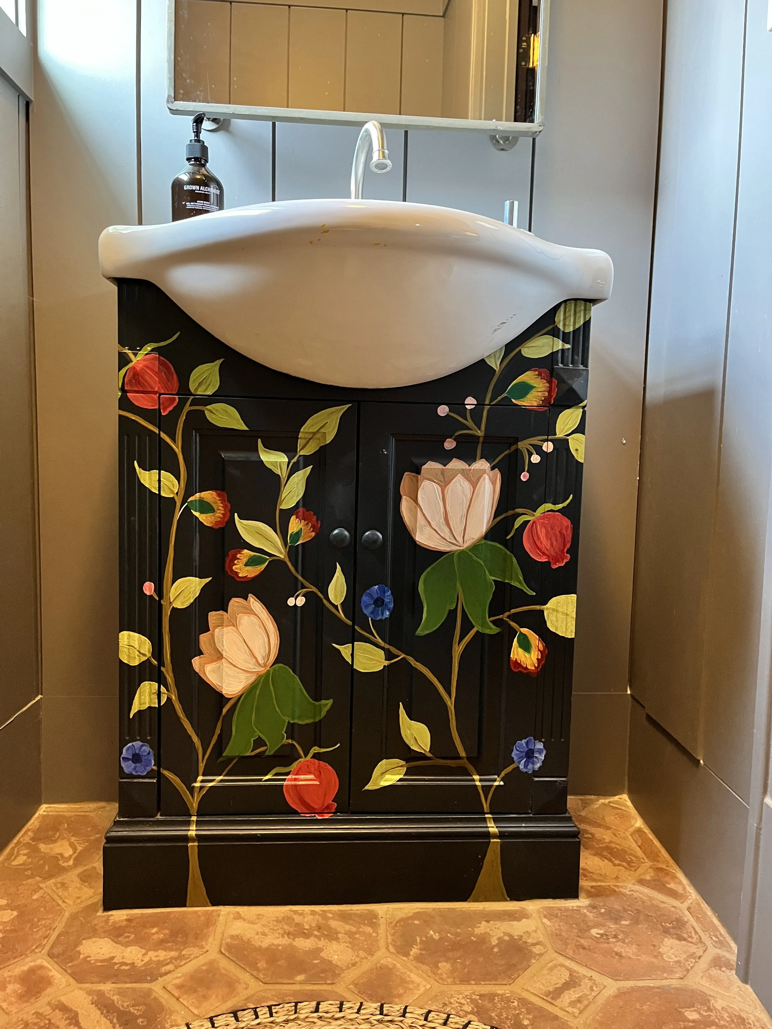 Floral Sink, 2022  Oil Cabinet