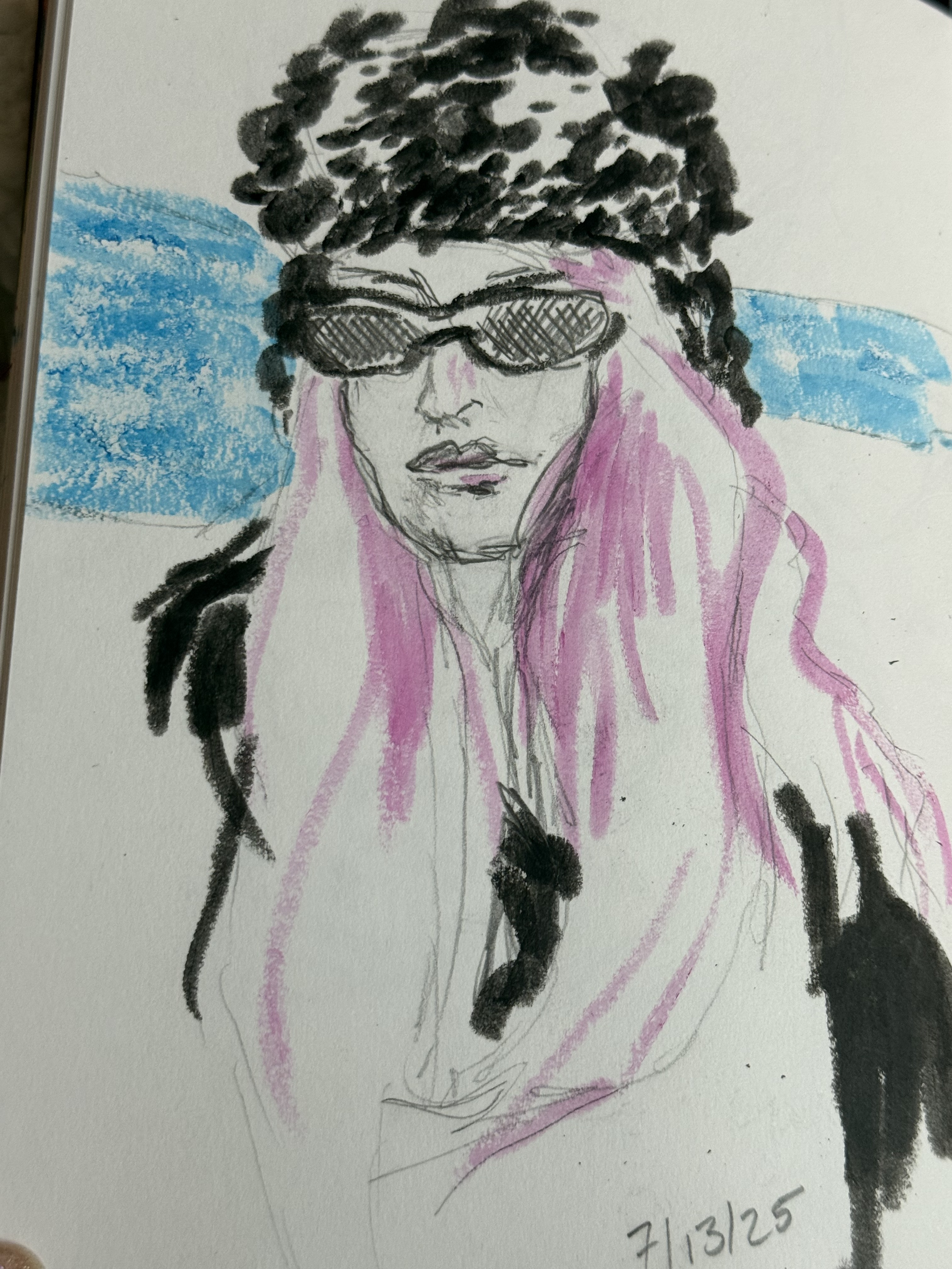 Kool Kat, 2025  Mixed Media in Sketchbook