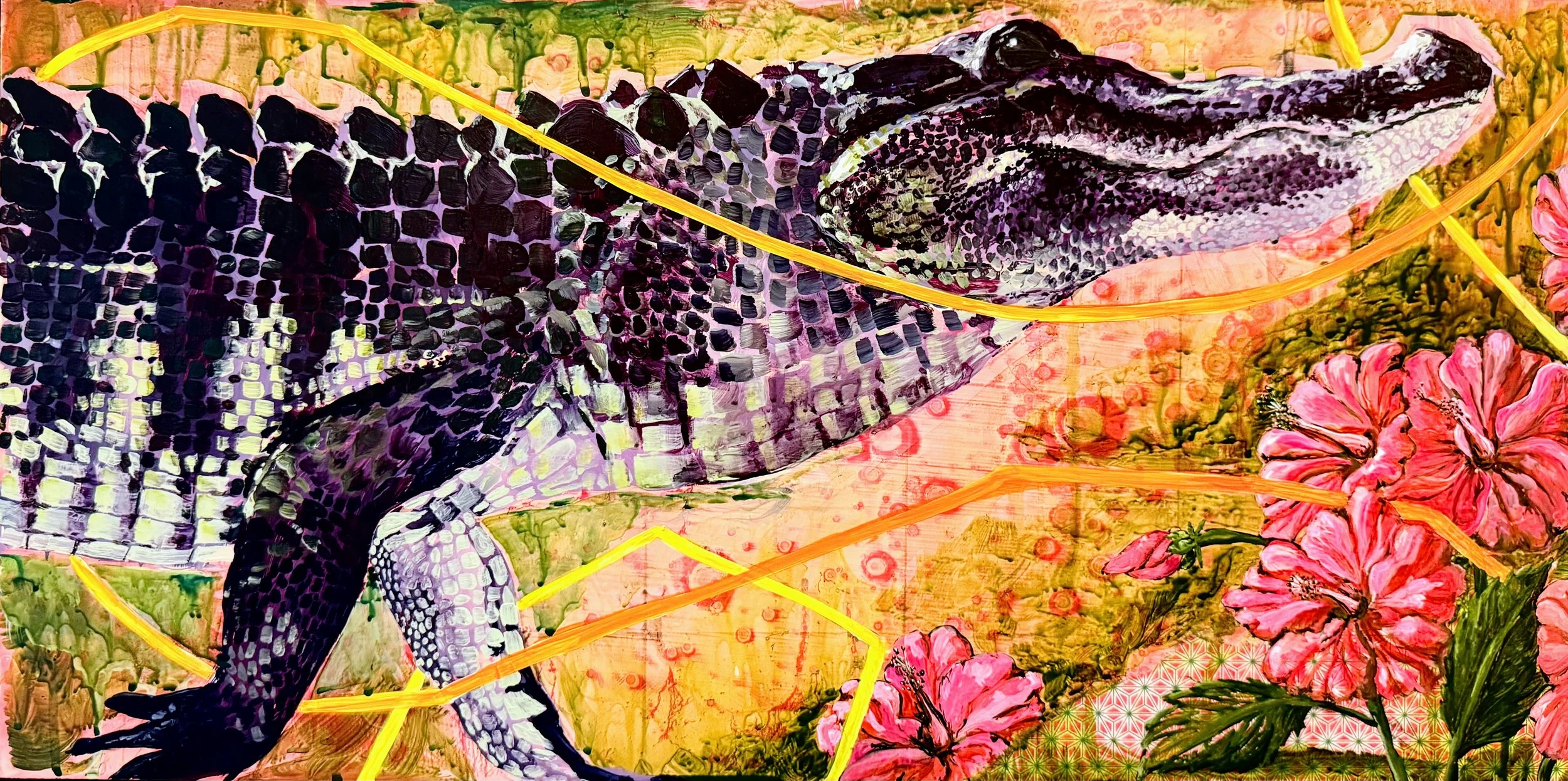 Alligator, 2026  Acrylic on Panel  12x24  $500