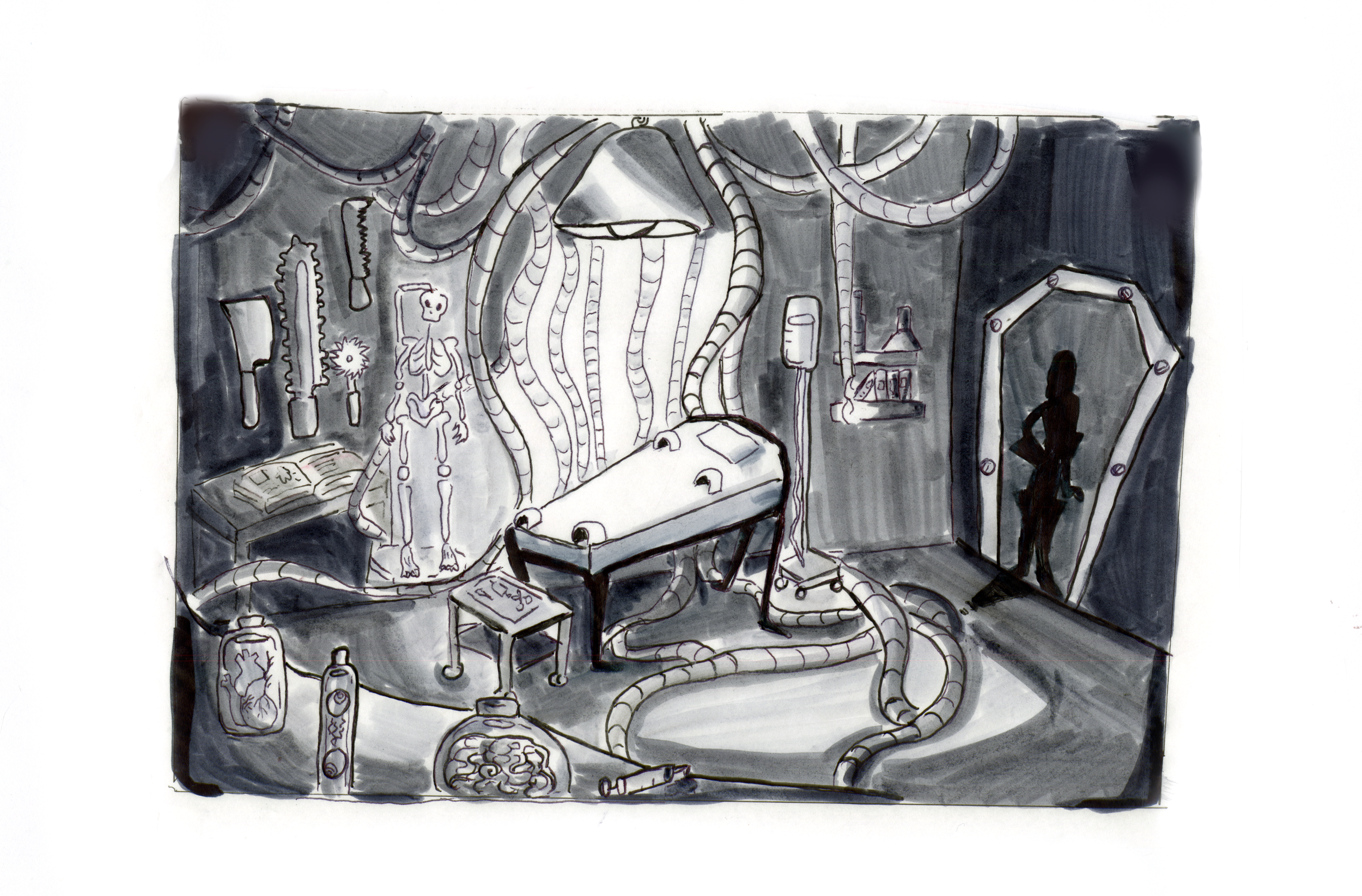 Sylvia's Laboratory in marker & ink