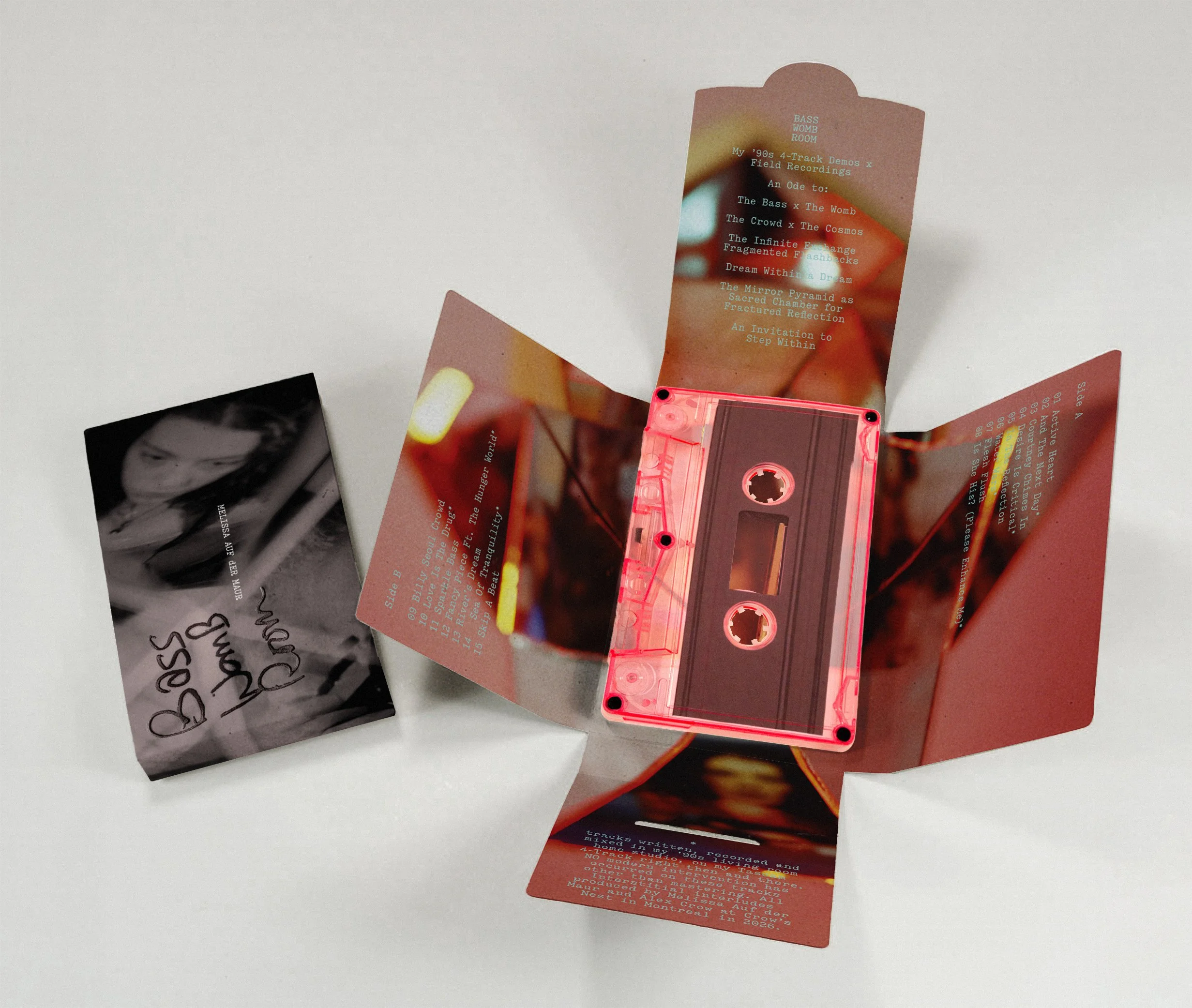 Melissa Auf der Maur's BASS WOMB ROOM limited-edition pink cassette with double-sided unfoldable artwork box