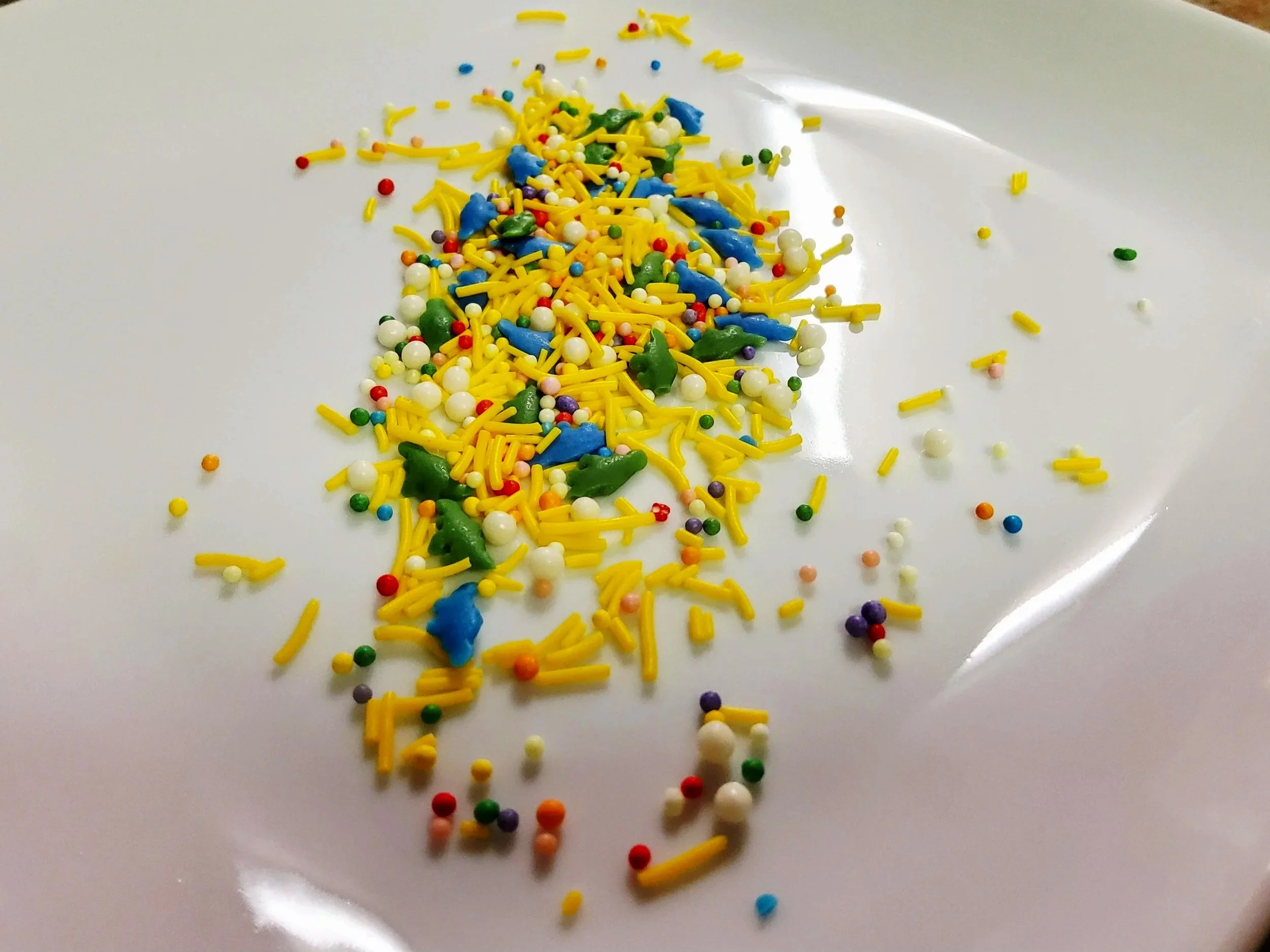 Yellow + blue + green cake sprinkles