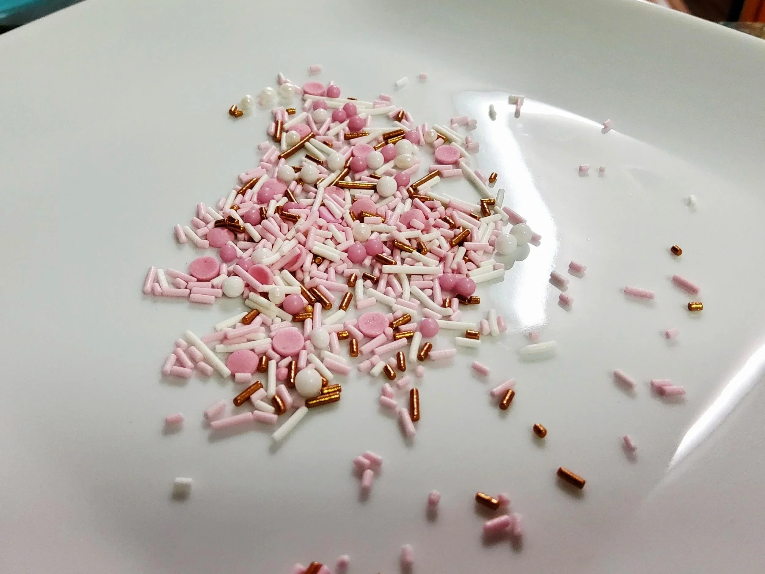 Pink + white + gold cake sprinkles