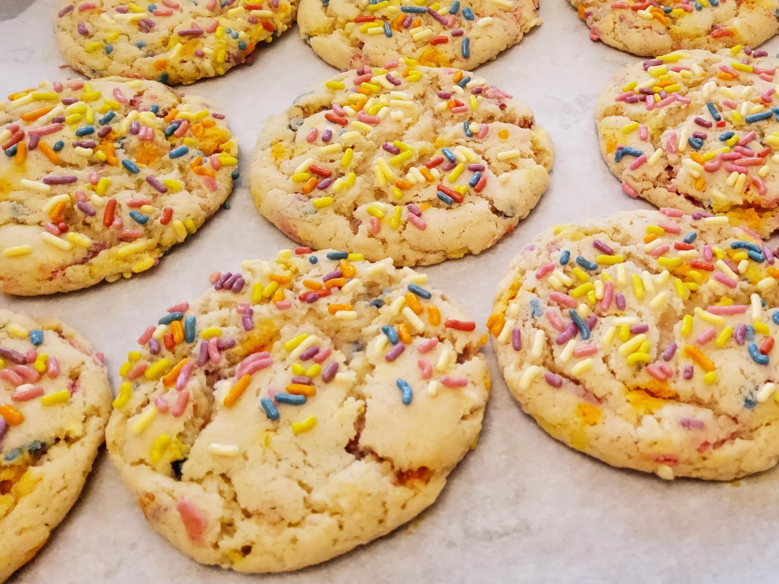 plant-based sugar cookies with rainbow sprinkles